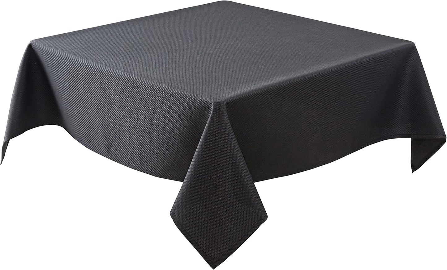Textured Fabric Square Tablecloths 54X54 Inch, Black Water Resistant Spill Proof Table Cloth Small Card Folding Table Covers for Dining, Kitchen, Wedding and Parties, Machine Washable