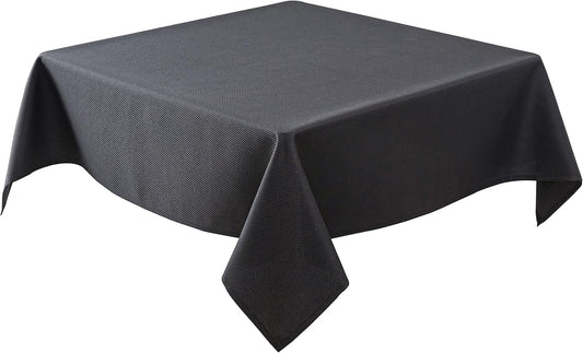 Textured Fabric Square Tablecloths 54X54 Inch, Black Water Resistant Spill Proof Table Cloth Small Card Folding Table Covers for Dining, Kitchen, Wedding and Parties, Machine Washable