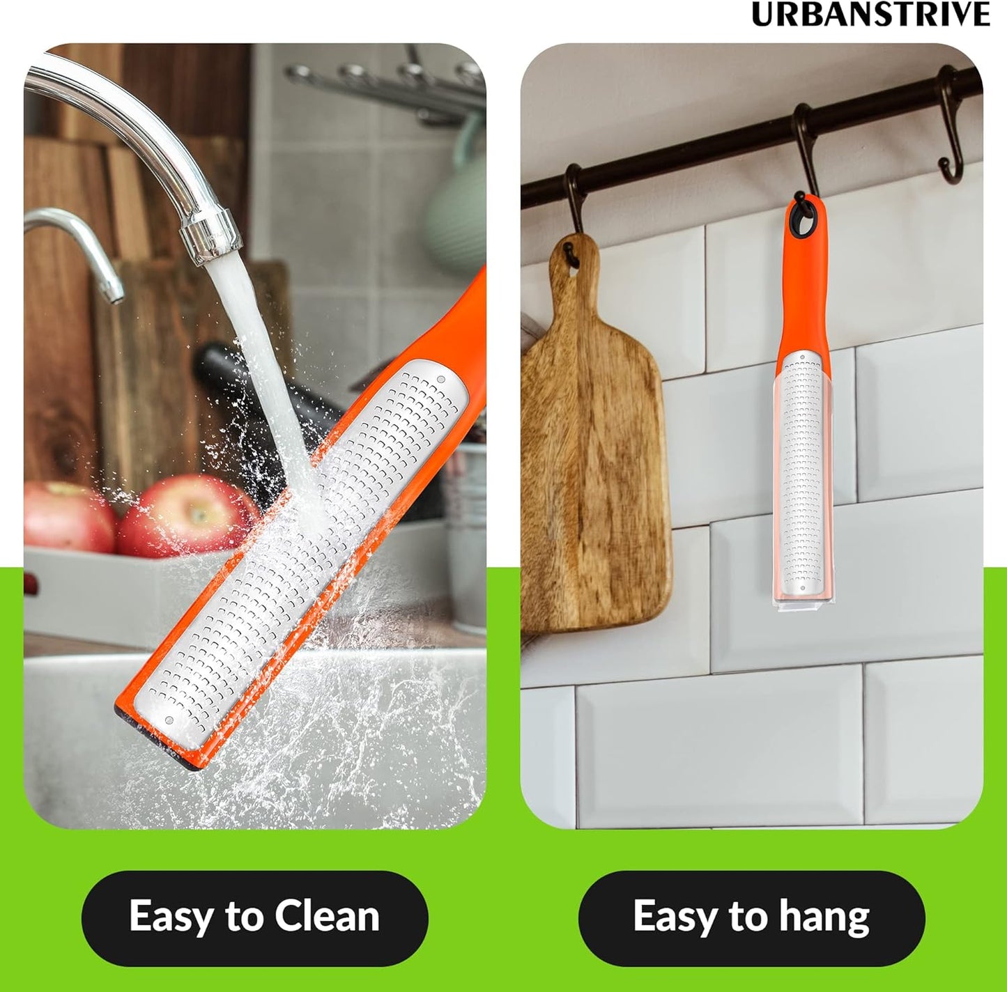 Zester Grater with Handle, Lemon Zester Cheese Grater for Kitchen Stainless Steel, Graters for Parmesan Cheese Garlic Nutmeg Chocolate Fruits Vegetables Ginger, Fine (Orange, Fine)