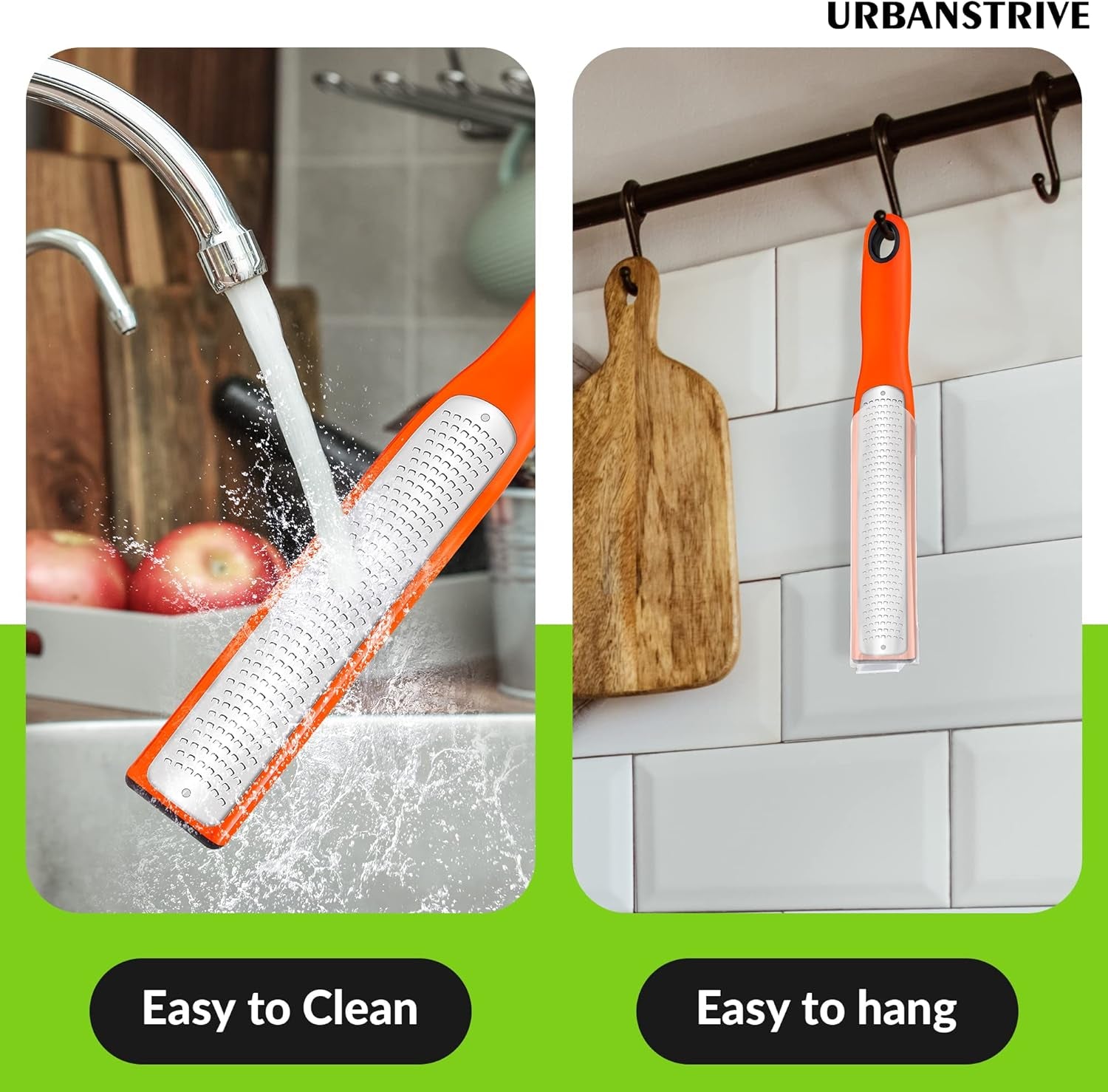 Zester Grater with Handle, Lemon Zester Cheese Grater for Kitchen Stainless Steel, Graters for Parmesan Cheese Garlic Nutmeg Chocolate Fruits Vegetables Ginger, Fine (Orange, Fine)