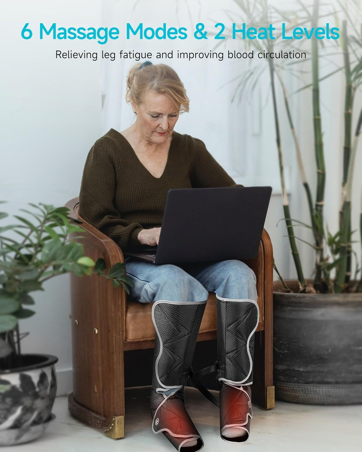 Gifts for Men Women, Leg Massager for Circulation and Pain Relief FSA, Leg Massager with Heat and Compression, 6 Modes 3 Intensities 2 Heat Levels