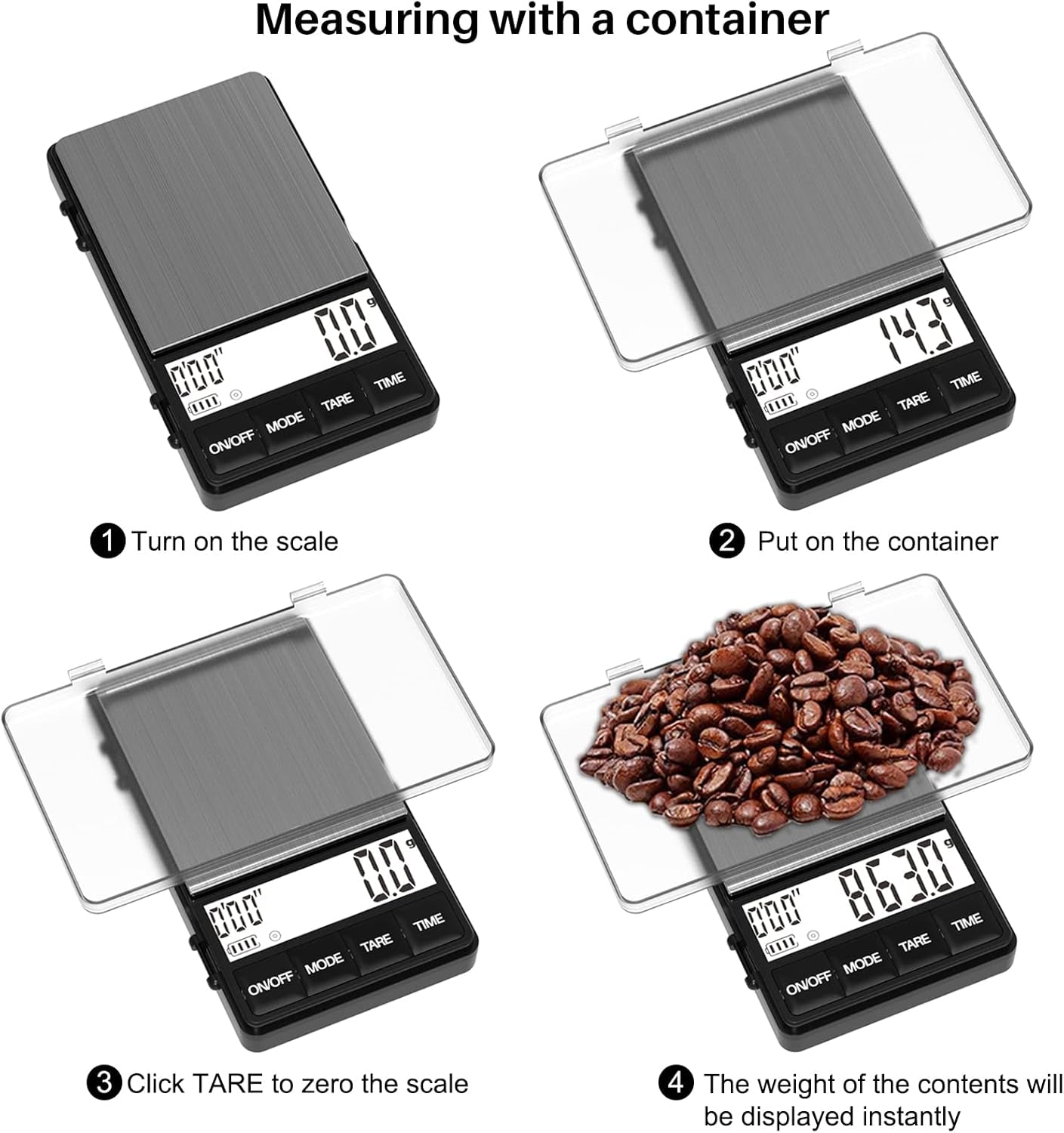 Espresso Scale with Timer 1000G/0.1G Drip Coffee Scale, Small and Handy Barista Scale, Brew Drip Tray Coffee Scale, Backlit LCD for Fast and Accurate Reading, Convenient Digital Pocket Scale