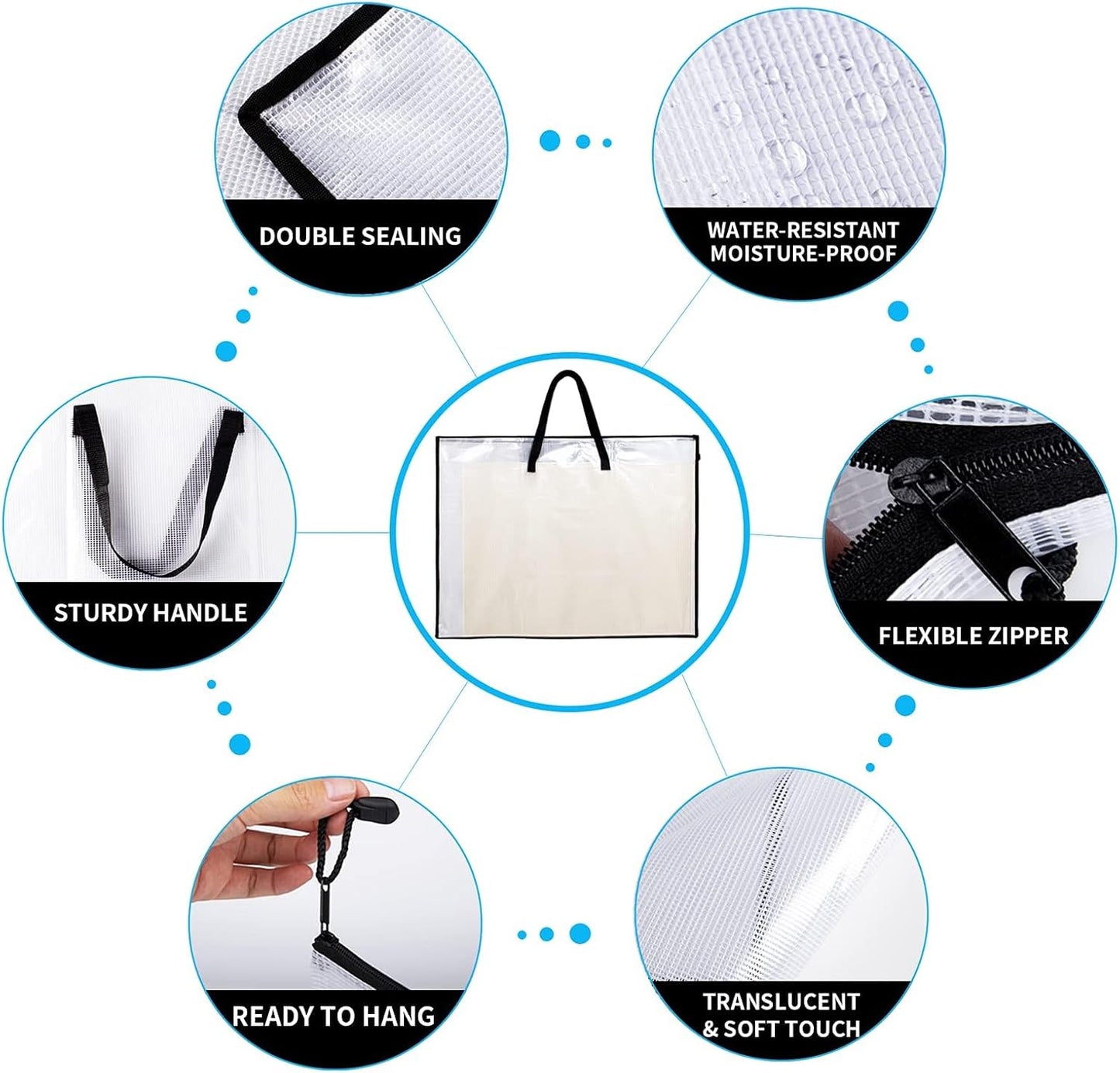 19X25 Art Portfolio Bag, Artist Supply Organizer with Handle, Zippered Storage Folder for Artwork, Poster, Scrapbook, Keepsake and Bulletin Board