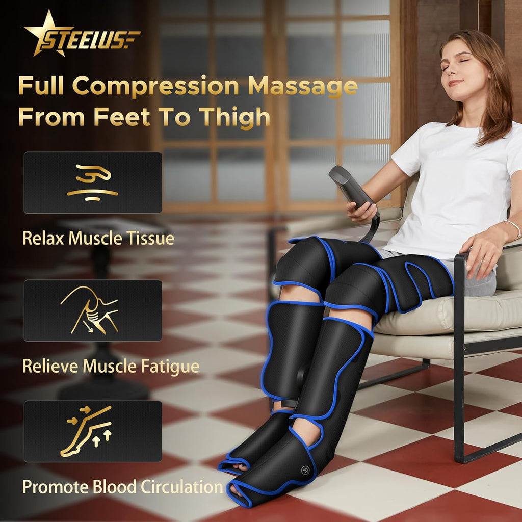 Leg Massager, Air Compression Massager with Heat, 6 Massage Modes & 3 Massage Intensities, for Foot, Calf, Knee＆Thigh and Muscles Relaxation