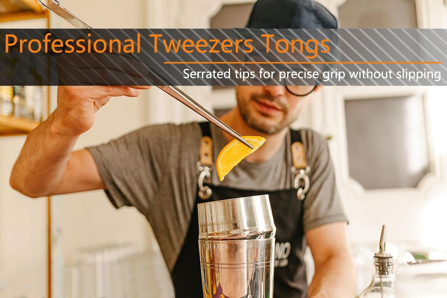 3 Pcs Kitchen Tweezers Tongs, Stainless Steel Cooking Tweezers, 8+10+12 Inch Ideal for Meat, Pasta, Plating and Pinching Delicate Small Pieces of Food (Silver)