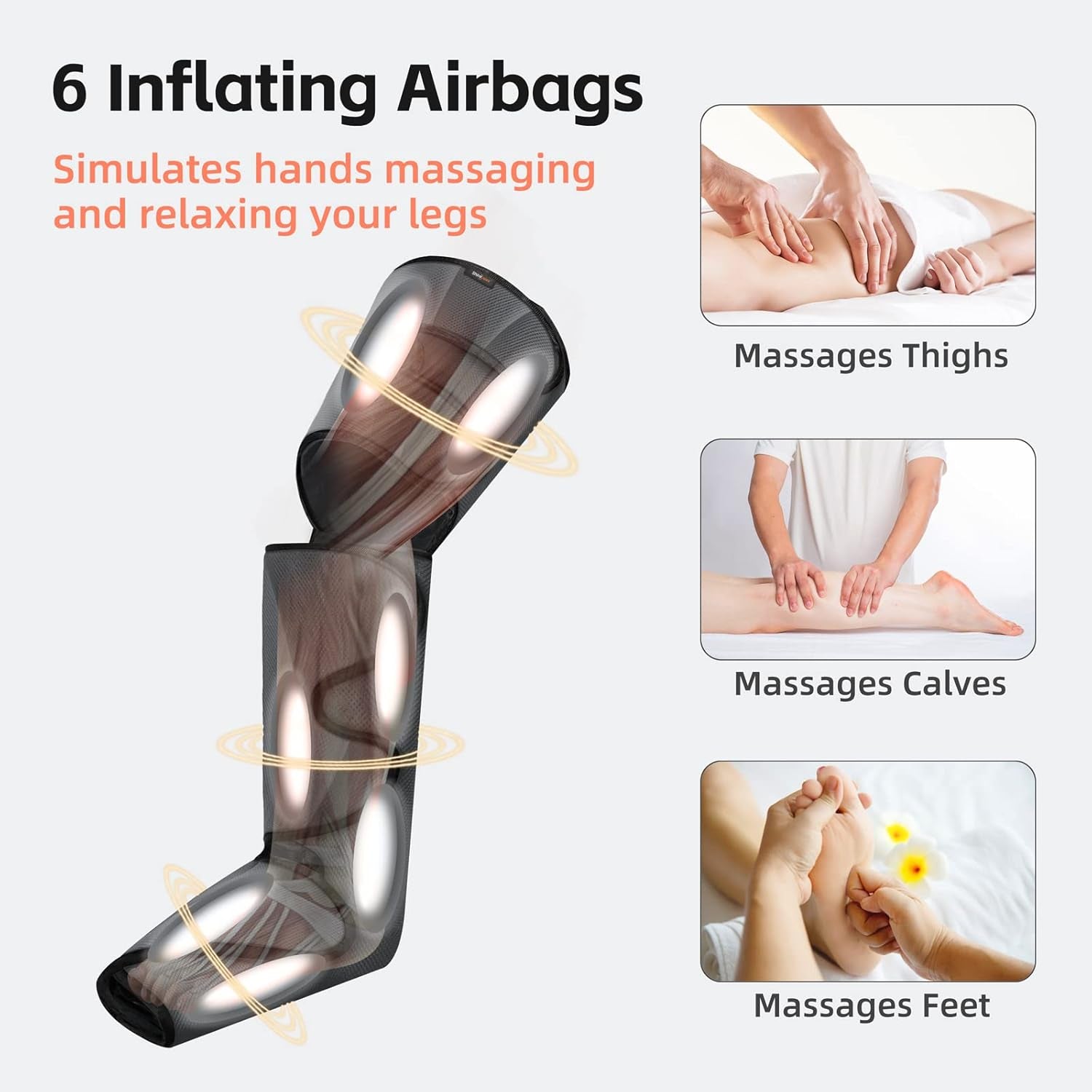 Leg Compression Massager, Air Compression Massager for Circulation and Pain Relief, 3 Modes 3 Intensities 2 Extenders and Adjustable Wraps, Gift for Family or Friend