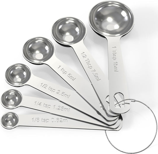 Stainless Steel Measuring Spoons Set,Coffee Scoop Spoon,Kitchen Gadgets for Cooking & Baking,Set of (6)