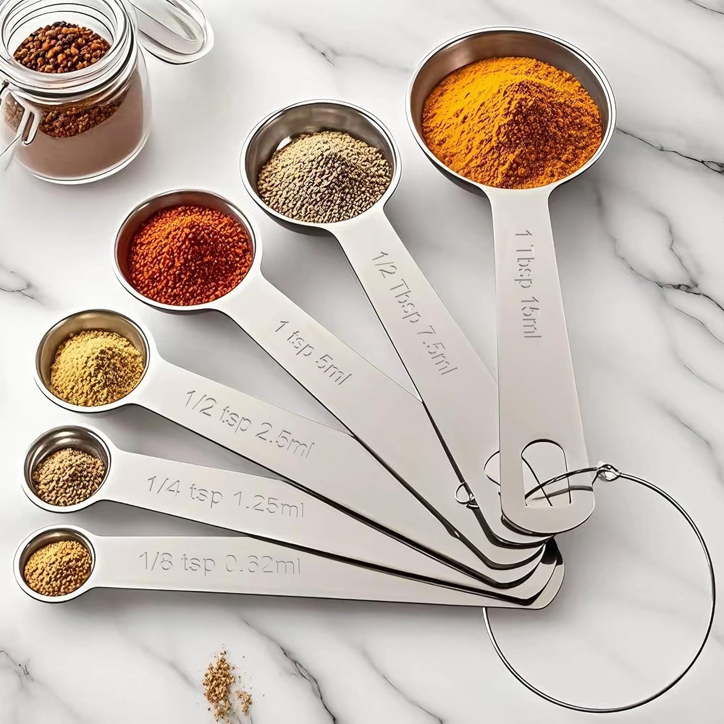 Stainless Steel Measuring Spoons Set,Coffee Scoop Spoon,Kitchen Gadgets for Cooking & Baking,Set of (6)