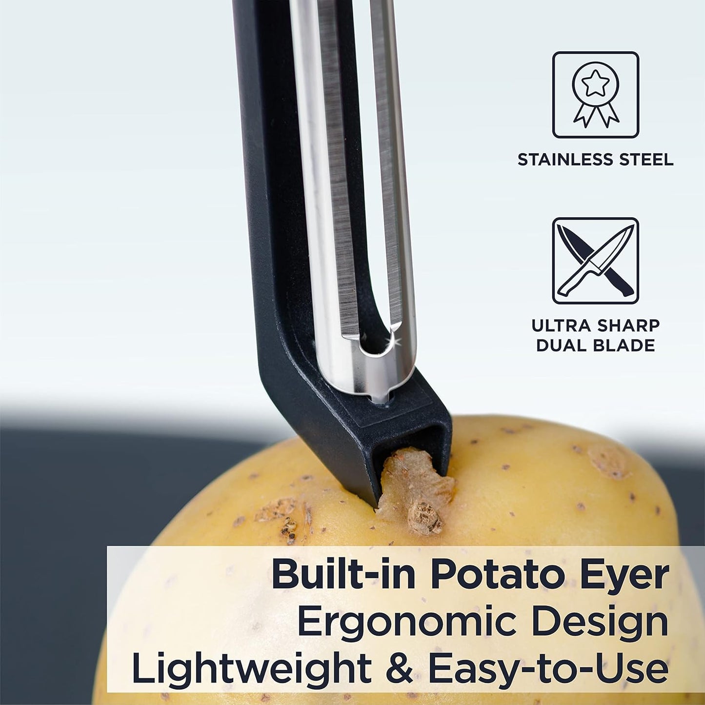 Lux Heavy Duty Pizza Cutter with Wheel Slicer and  PRO Swivel Vegetable Peeler