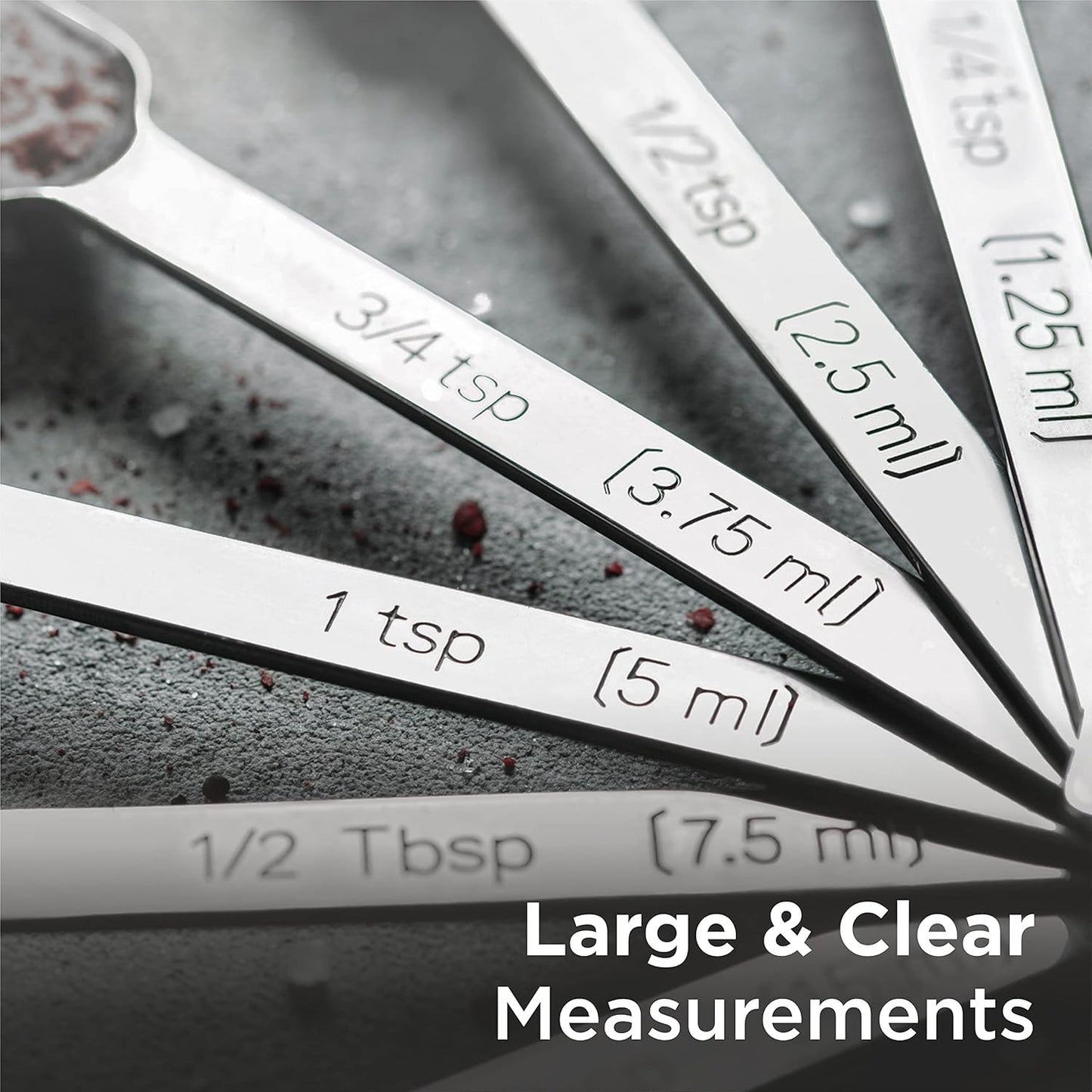 PRO Heavy Duty Stainless Steel Measuring Spoons for Cooking Spices Dry or Liquid Ingredients Fits in Spice Jar Adjustable Measuring Spoon Set of 7 Measuring with Leveler Measuring Spoons Set