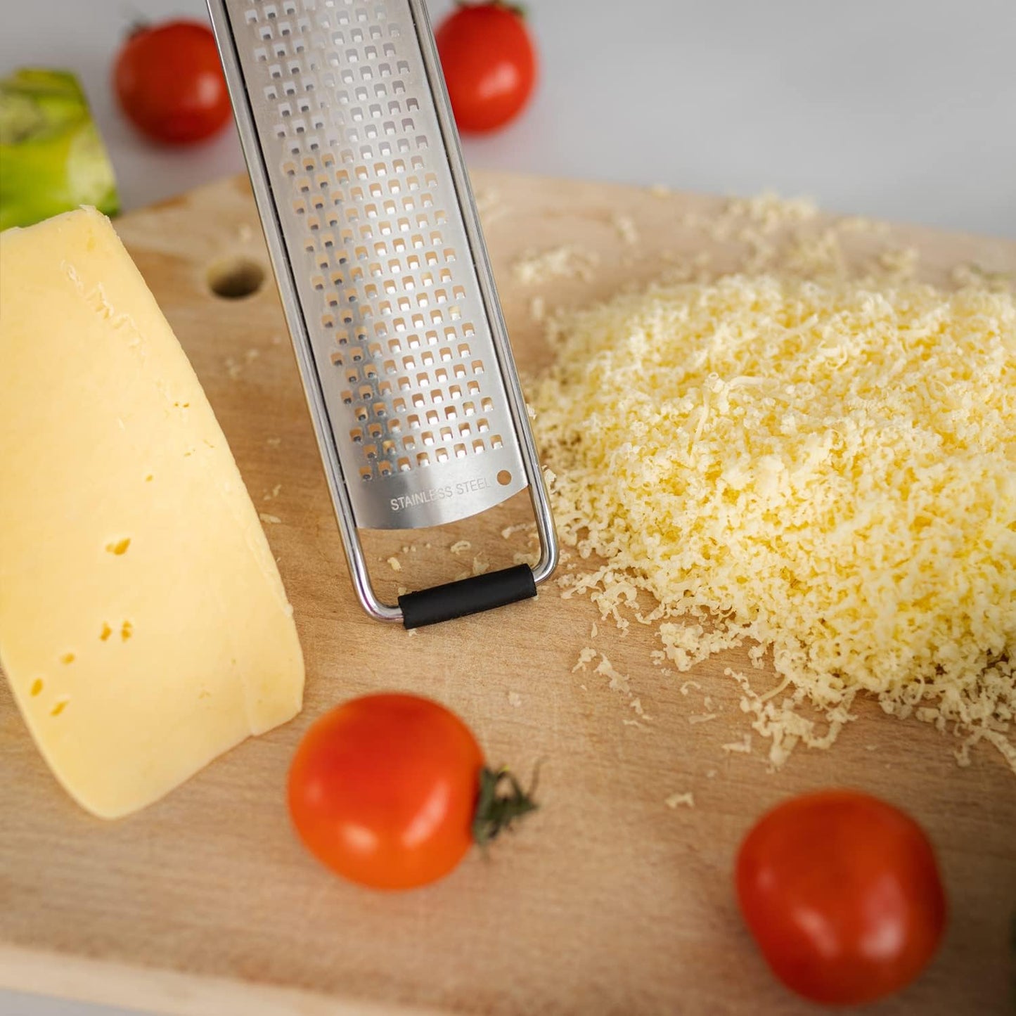 PRO Lemon Zester & Heavy Duty Cheese Grater & Vegetable Grater — Parmesan Cheese, Lemon, Garlic, Nutmeg, Chocolate, Fruits, Vegetables, Ginger Grater - Stainless Steel Cheese Shredder - Black