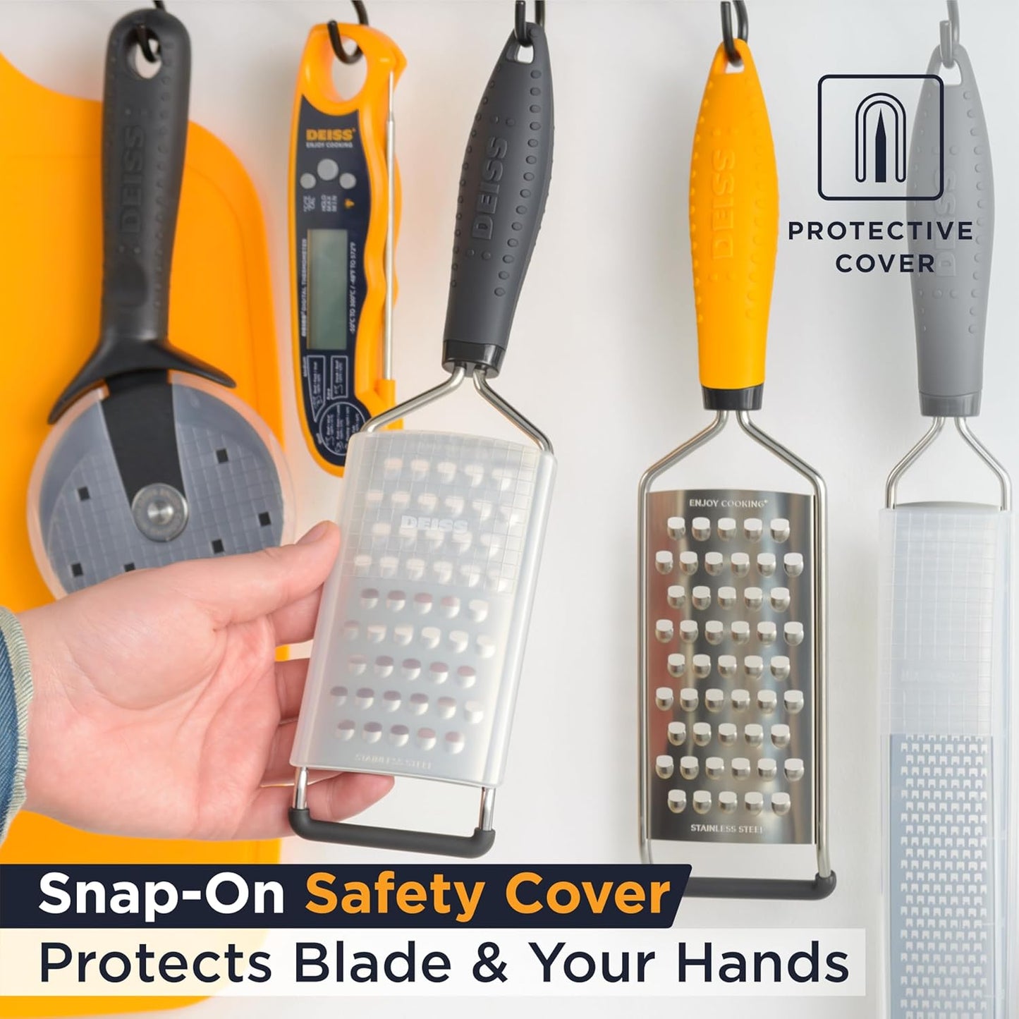 PRO Coarse Grater & Hand Held Cheese Grater - Sharp Stainless Steel Blades, Non-Slip Handle, Small Cheese Grater for Kitchen, Shredder, Dishwasher Safe