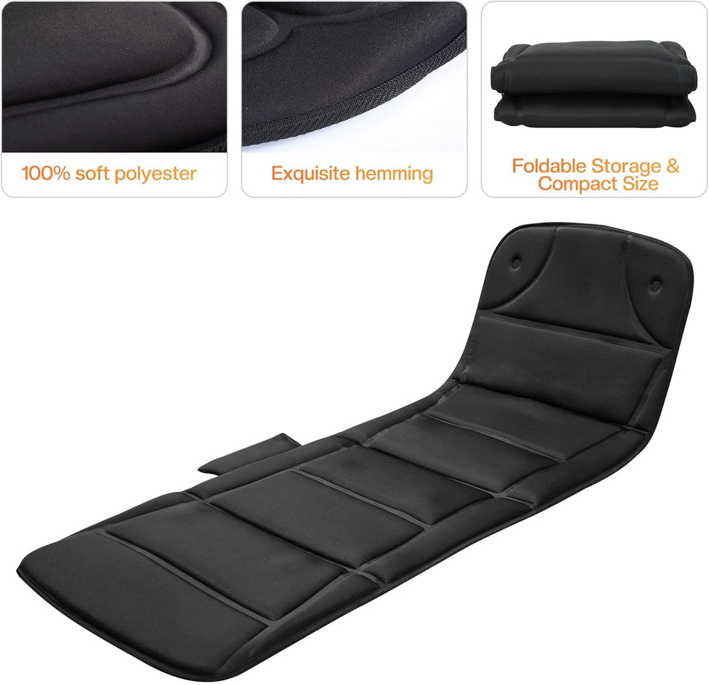 Massage Mat Full Body,Massager Chair Pad,10 Vibration Motors & 5 Massage Modes,Back Massager for Bed,Massage Mattress Pad for Back,Heating Pad with Auto Shut Off, Gifts for Men,Women,Black