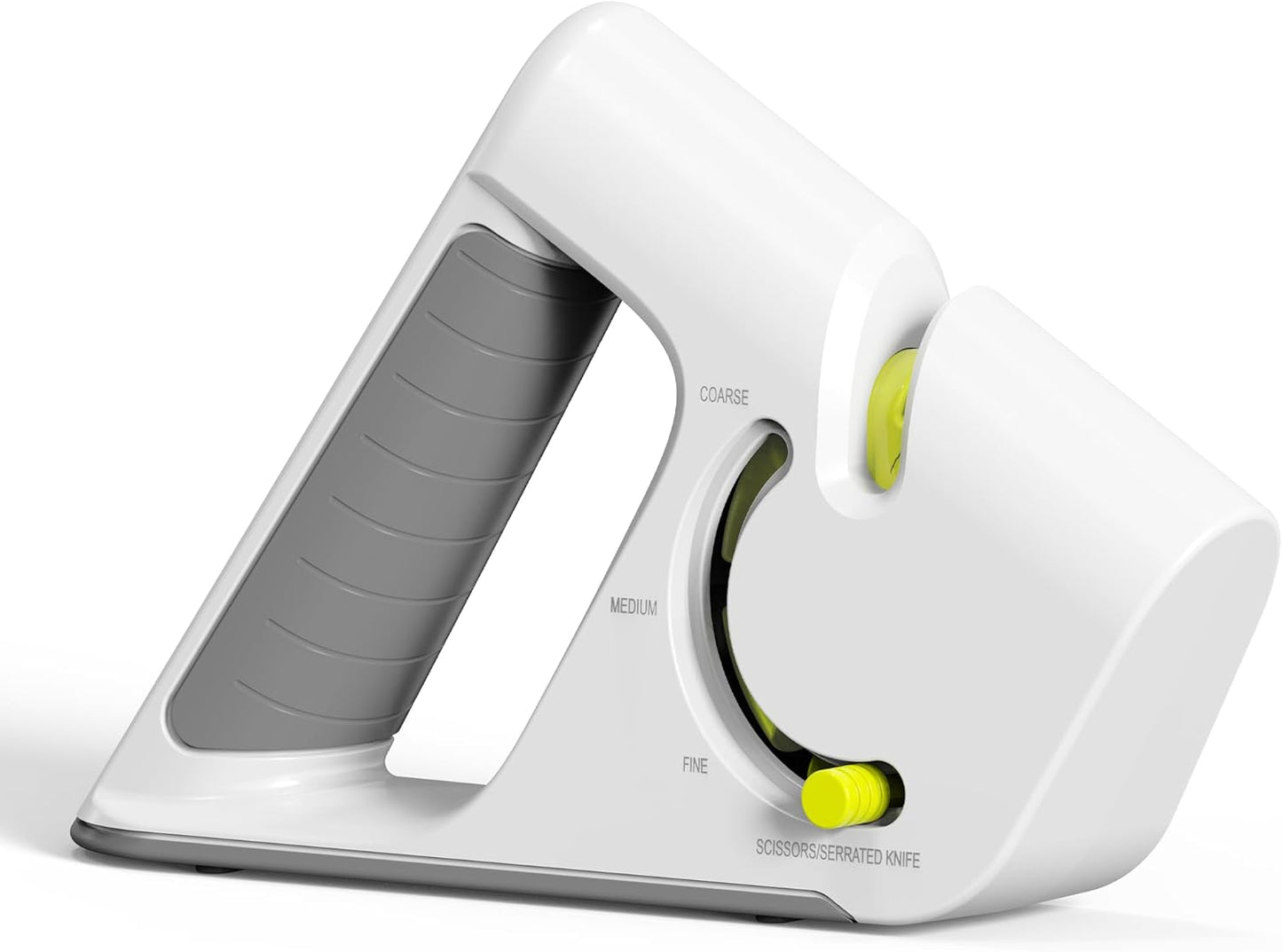 4-In-1 Knife Sharpener, Pocket Knife Sharpener with a Non-Slip Base, Scissor Sharpener for Chefs & Serrated & Paring Knives, Compact for Easy Storage, Light Grey