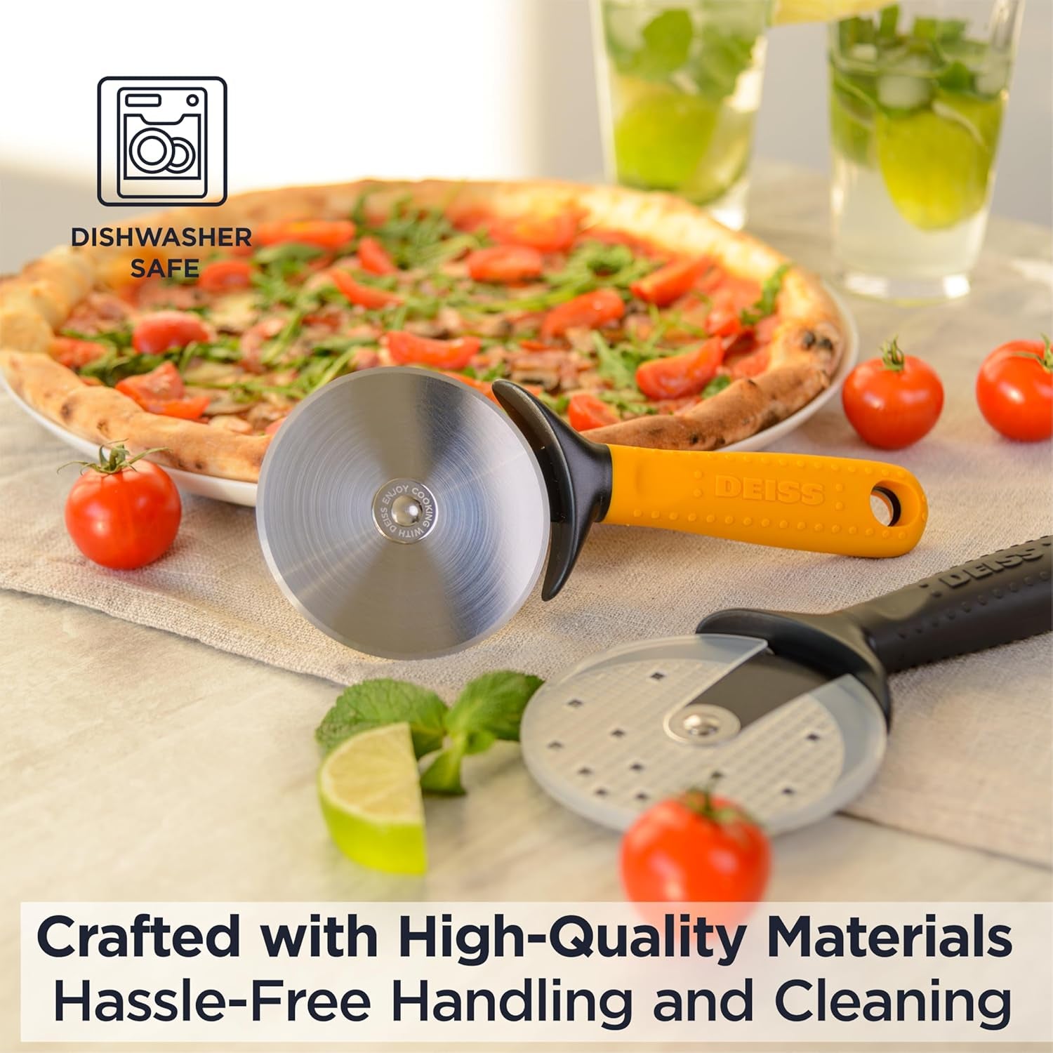 Pro Heavy Duty Pizza Cutter with Wheel Slicer- Stainless Steel Sharp Smooth Pizza Cutter Wheel with Easy Grip Non-Slip Handle, Dishwasher Safe (ORANGE)
