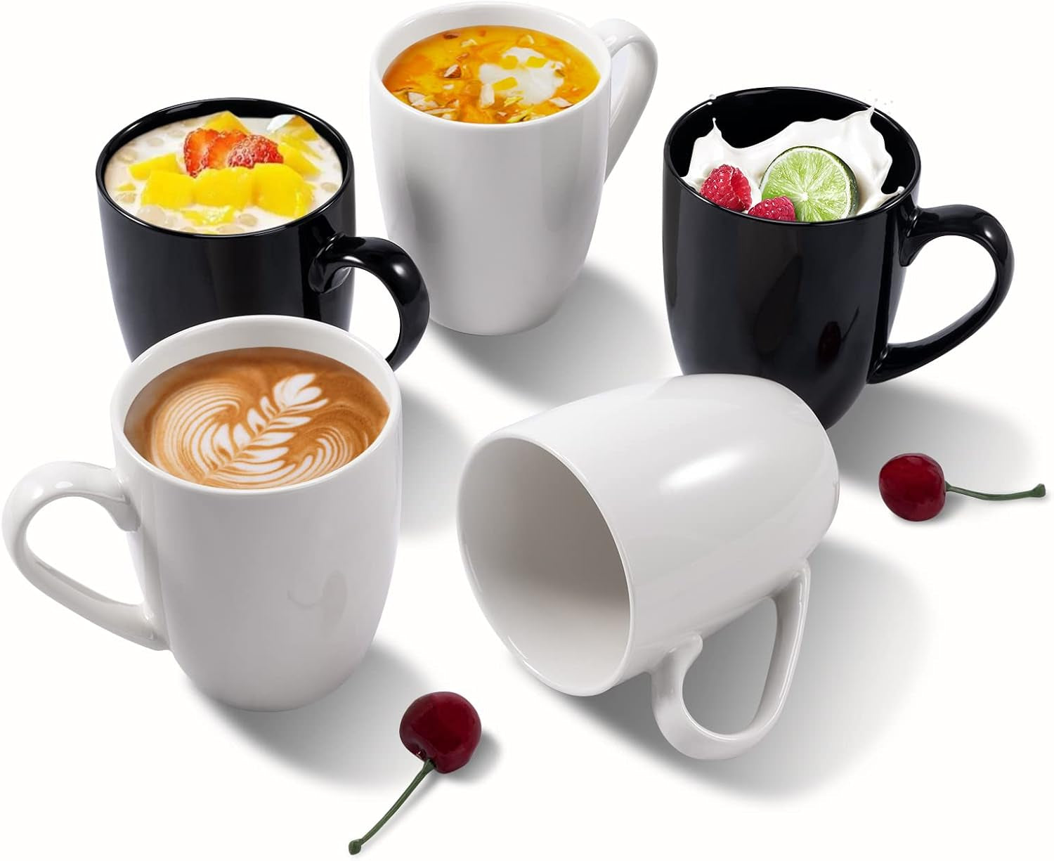 16 Oz Large Coffee Mugs Set of 6 Ceramic Coffee Mug White Coffee Cups Tea Cups Idea Gift for Women Men House Warming Gifts New Home Office, White 6 Pack (White)