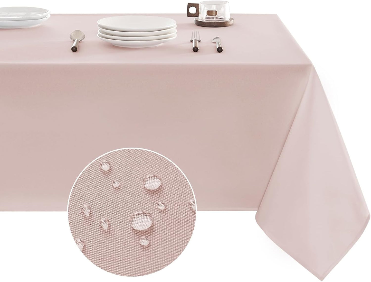 Tablecloth Rectangle Waterproof Spill-Proof Wrinkle-Free Table Cloth Washable, Kitchen Dining Tabletop Decoration, Fabric Table Cover for Indoor and Outdoor Use, 60 X 120 Inch, Pink