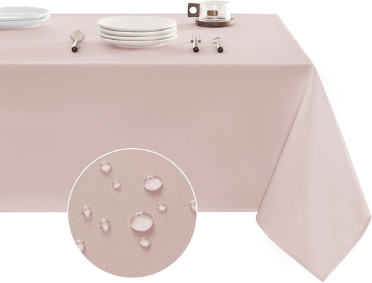 Tablecloth Rectangle Waterproof Spill-Proof Wrinkle-Free Table Cloth Washable, Kitchen Dining Tabletop Decoration, Fabric Table Cover for Indoor and Outdoor Use, 60 X 120 Inch, Pink