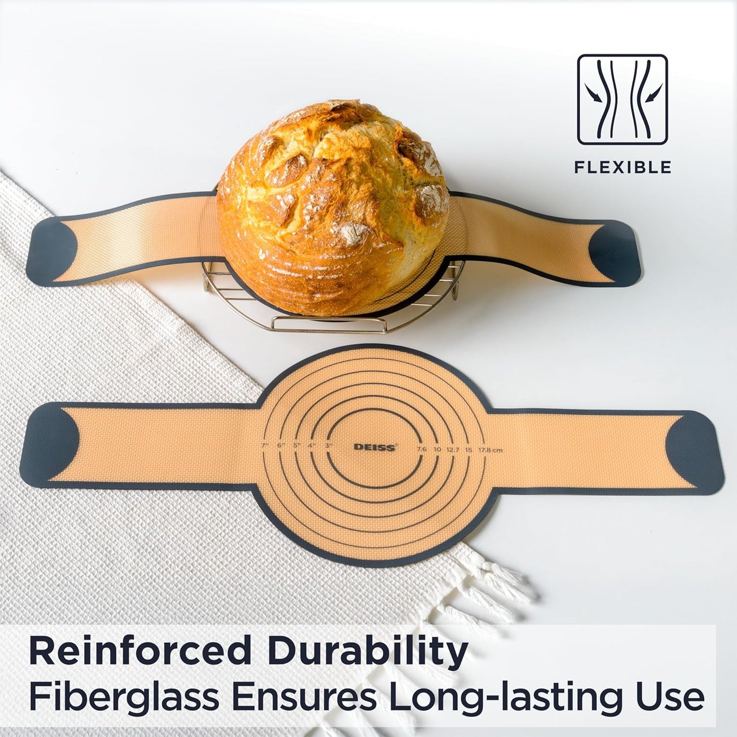 Silicone Bread Sling for Dutch Oven, 2PCS - Heat Resistant, Nonstick & Reusable Bread Baking Mat, Silicone Baking Mat for Bread Making, Durable & Easy-To-Clean Sourdough Bread Baking Supplies