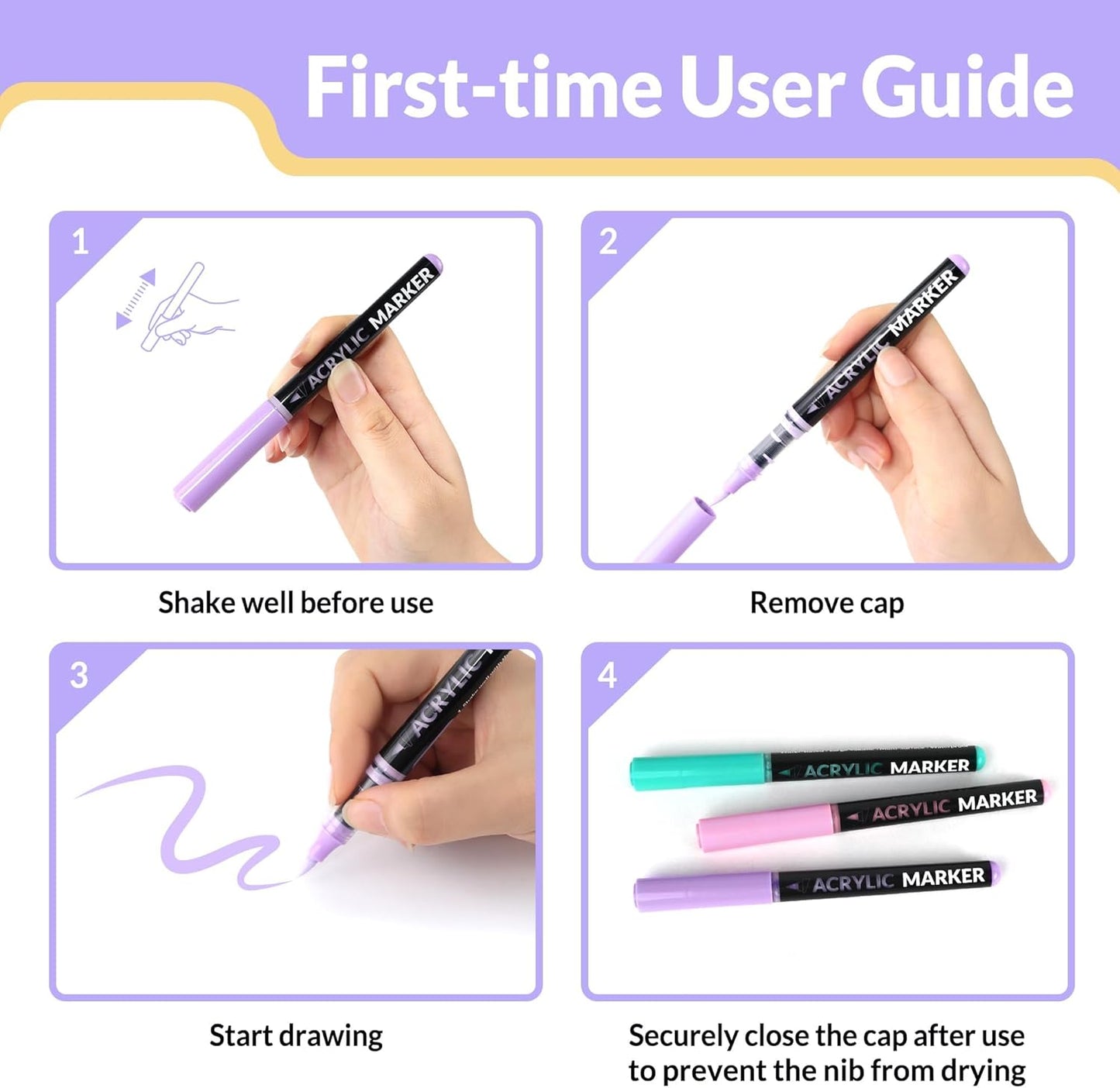 Acrylic Paint Markers Brush Tip, 18 Colors Acrylic Markers with Automatic Ink Control System, Waterproof Acrylic Paint Pens for Painting,Wood, Canvas, Glass, Stone, Fabric and Art Supplies