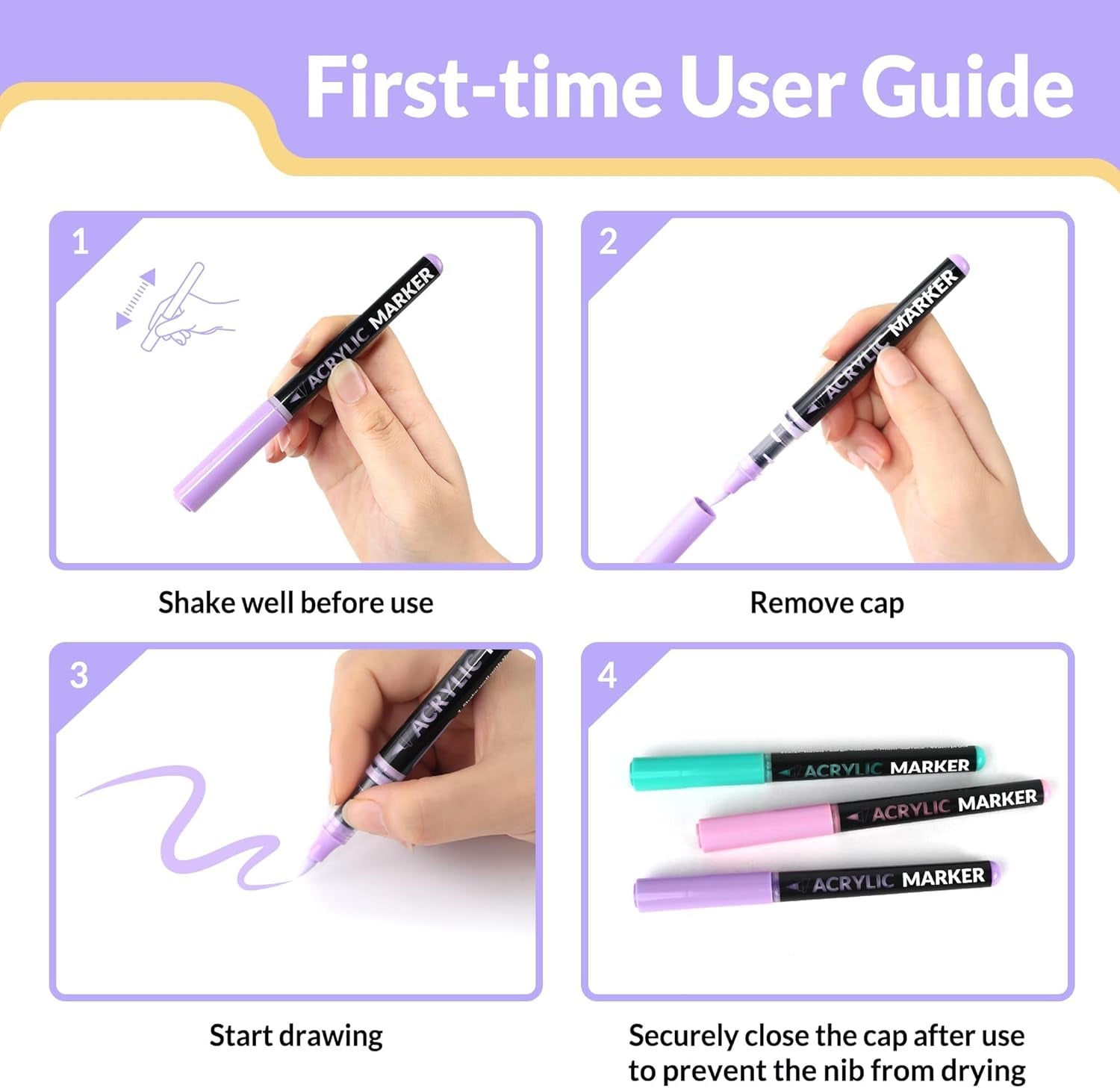 Acrylic Paint Markers Brush Tip, 18 Colors Acrylic Markers with Automatic Ink Control System, Waterproof Acrylic Paint Pens for Painting,Wood, Canvas, Glass, Stone, Fabric and Art Supplies