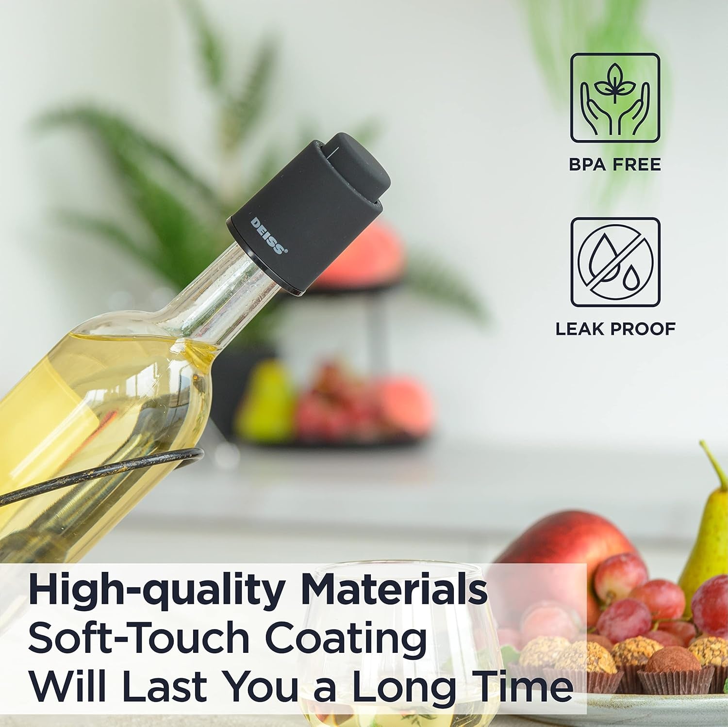 LUX [2 PCS] Wine Bottle Stopper, Reusable Wine Stoppers for Wine Bottles, Vacuum Wine Preserver with Date Markers Wine Stopper, Wine Saver to Keep Wine Really Fresh, Best Gift Wine Accessories