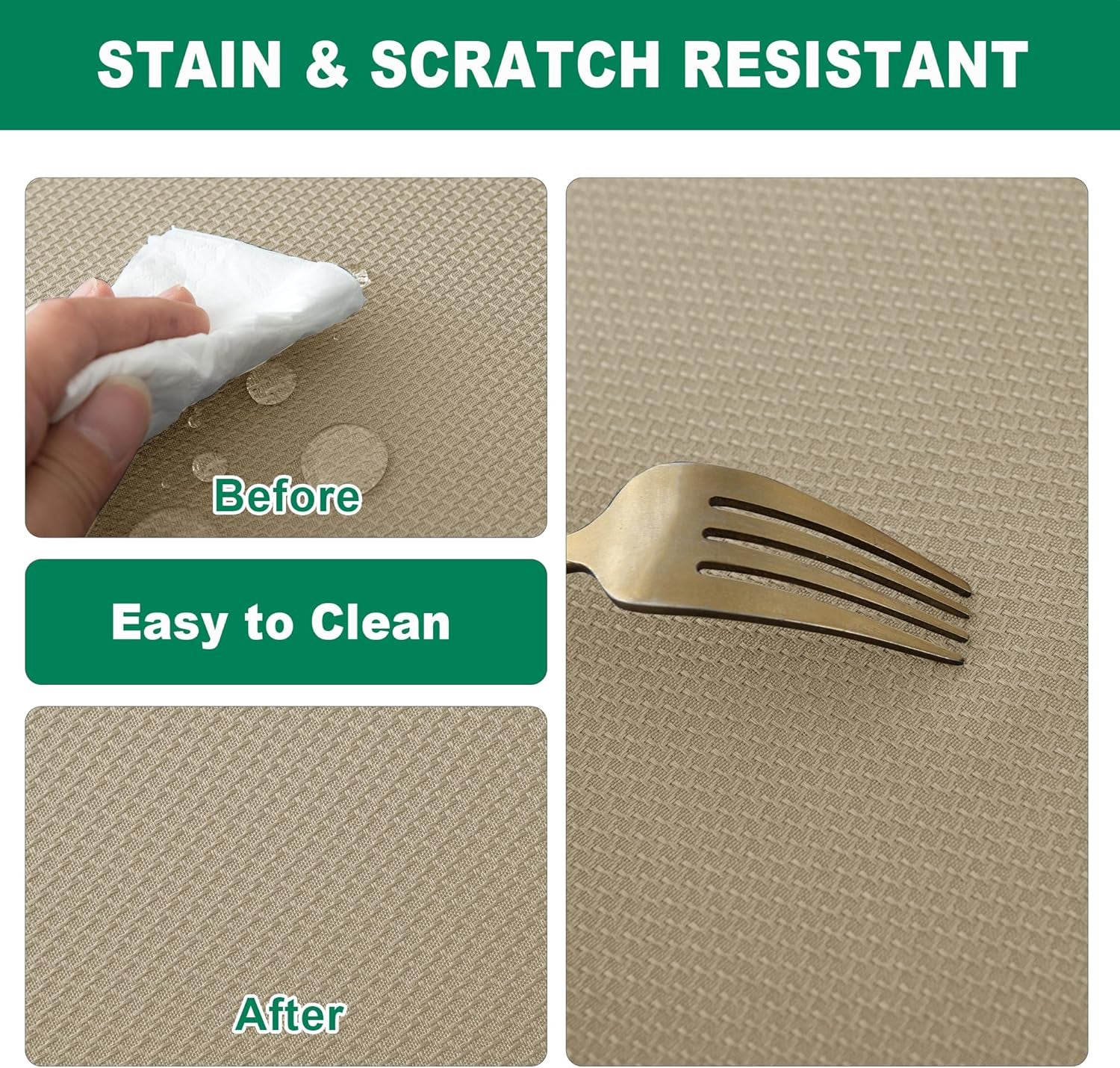 Textured Fabric Square Tablecloths 54X54 Inches, Natural Water Resistant Spill Proof Table Cloth Washable Small Card Folding Table Covers for Dining, Kitchen, Wedding and Parties