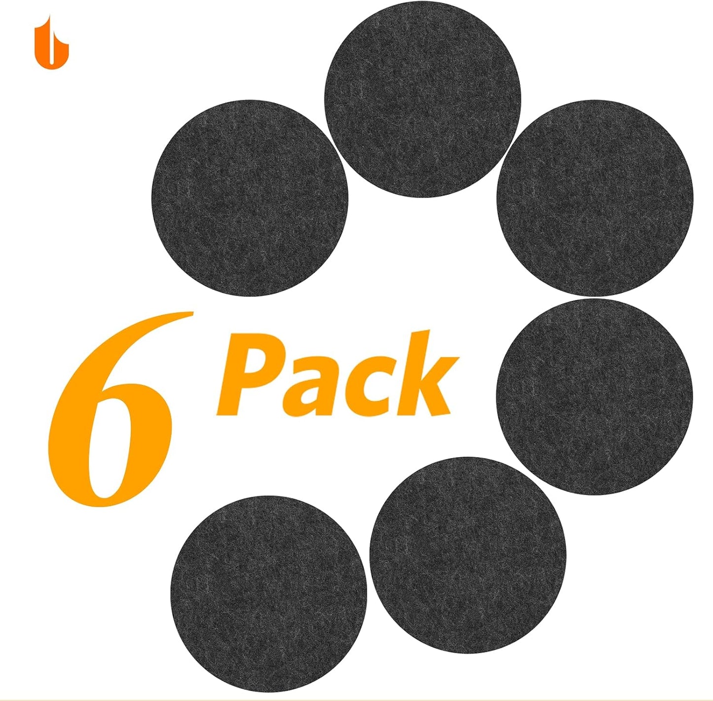 6 PCS Coasters, Eco-Friendly 100% Biodegradable Absorbent Felt Coasters for Drinks Bar Home, 4 Inch (Black Round)