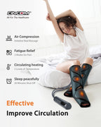 Leg Massager with Heat and Compression, Legs Massage for Circulation and Pain Relief, Heating Calf Leg Air Compression Massager Help with Relief Edema