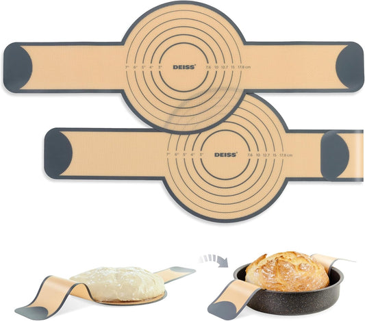 Silicone Bread Sling for Dutch Oven, 2PCS - Heat Resistant, Nonstick & Reusable Bread Baking Mat, Silicone Baking Mat for Bread Making, Durable & Easy-To-Clean Sourdough Bread Baking Supplies