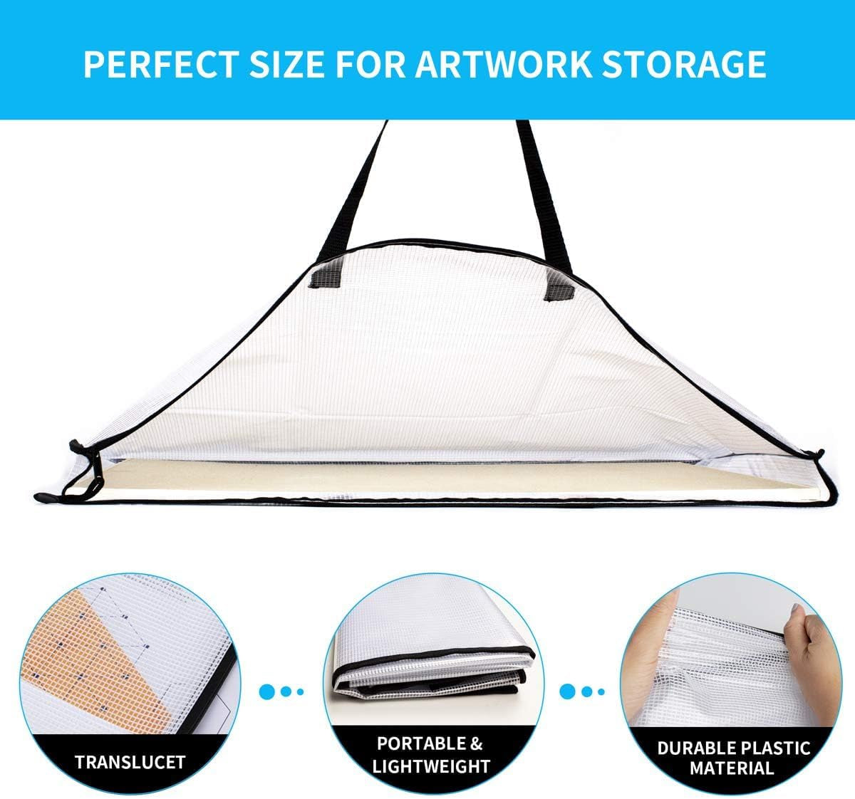 19X25 Art Portfolio Bag, Artist Supply Organizer with Handle, Zippered Storage Folder for Artwork, Poster, Scrapbook, Keepsake and Bulletin Board