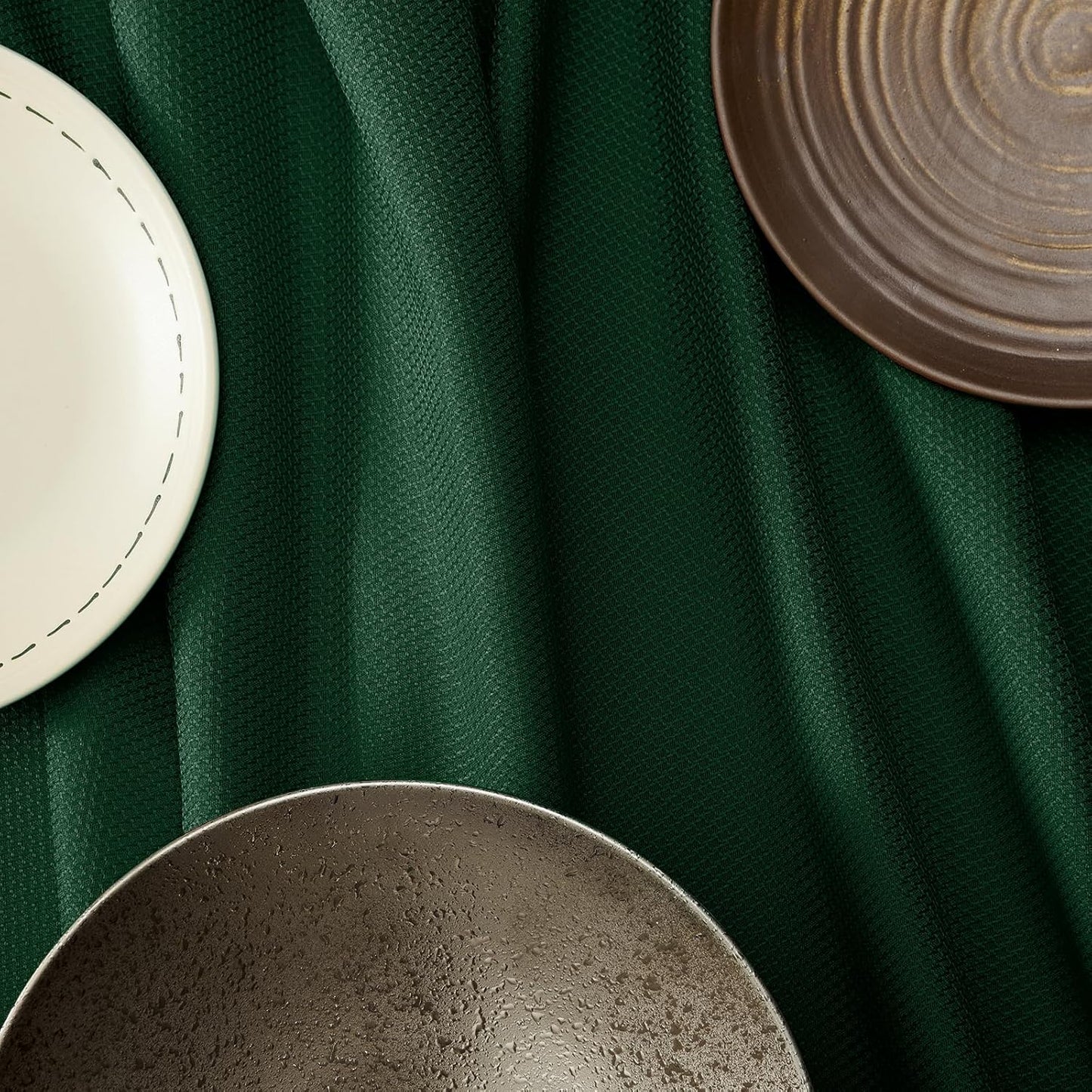 Textured Tablecloth Rectangle Waterproof Table Cloth, Washable Table Cover Wrinkle Free Fabric Tabletop Decoration for Kitchen, Dining, Wedding, Parties, 52 X 70 Inch, Hunter Green