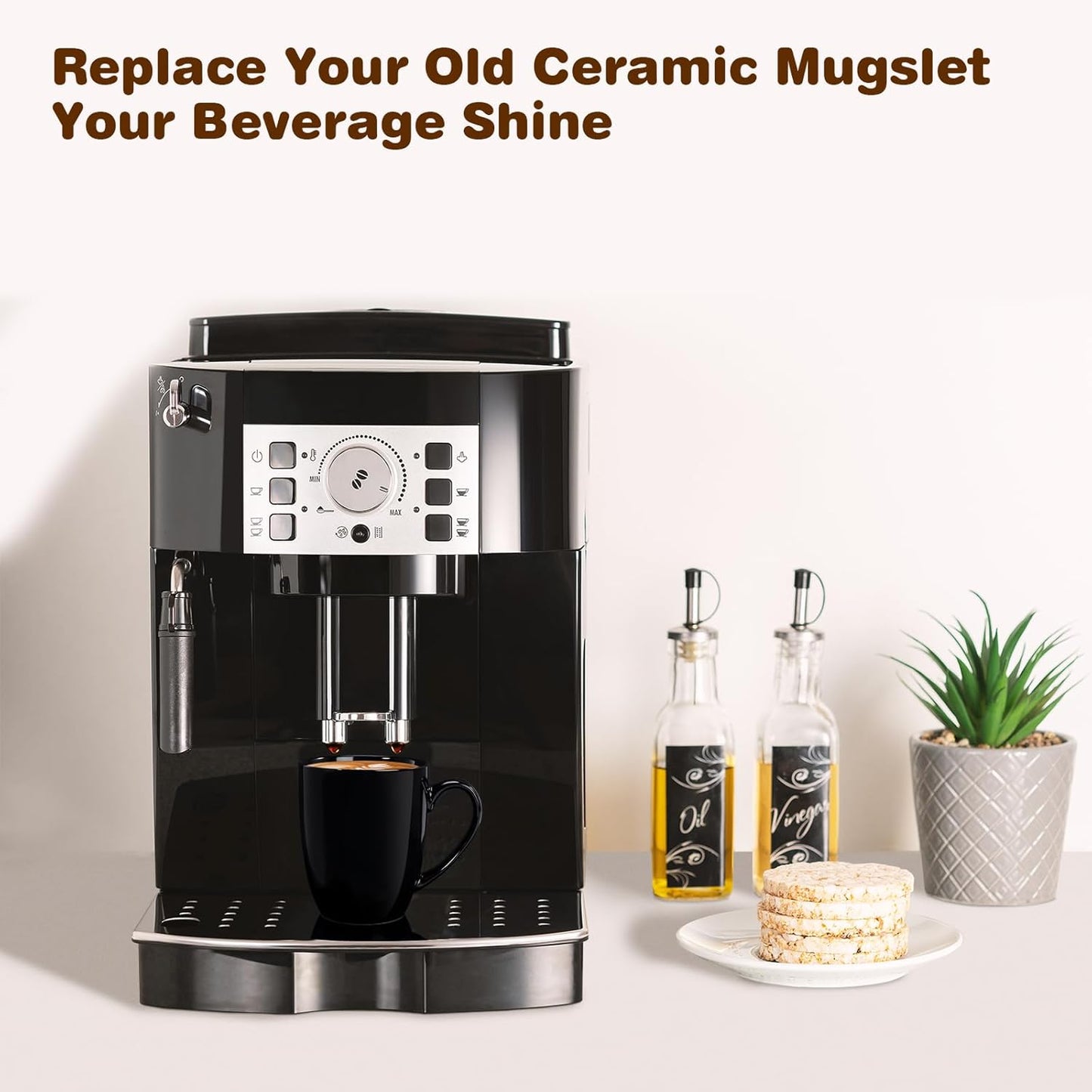 16 Oz Large Coffee Mugs Set of 4 Ceramic Coffee Mug White Coffee Cups Tea Cups Idea Gift for Women Men House Warming Gifts New Home Office, White 4 Pack (Black)