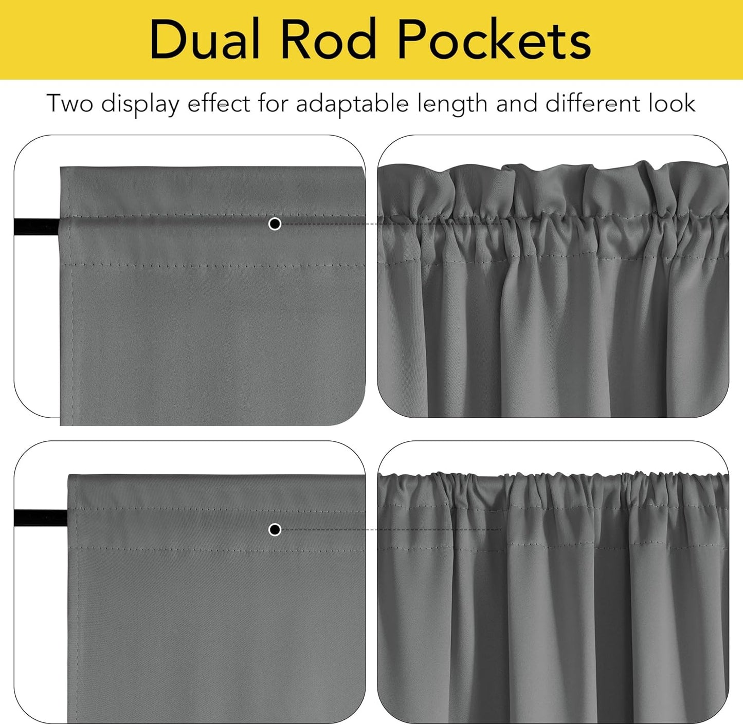 100% Blackout Door Curtain for Window, Privacy French Front Door Shade Thermal Insulated Window Covering for Kitchen Living Room Bedroom, 1 Panel, Grey, 25" W X 72" L