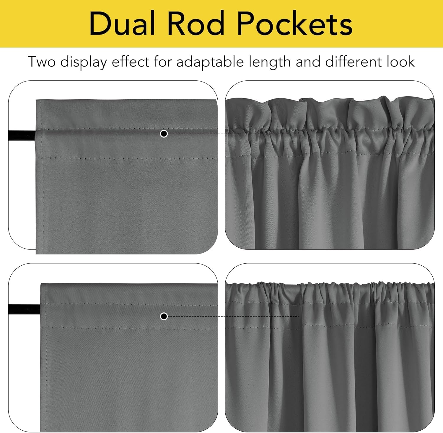 100% Blackout Door Curtain for Window, Privacy French Front Door Shade Thermal Insulated Window Covering for Kitchen Living Room Bedroom, 1 Panel, Grey, 25" W X 72" L