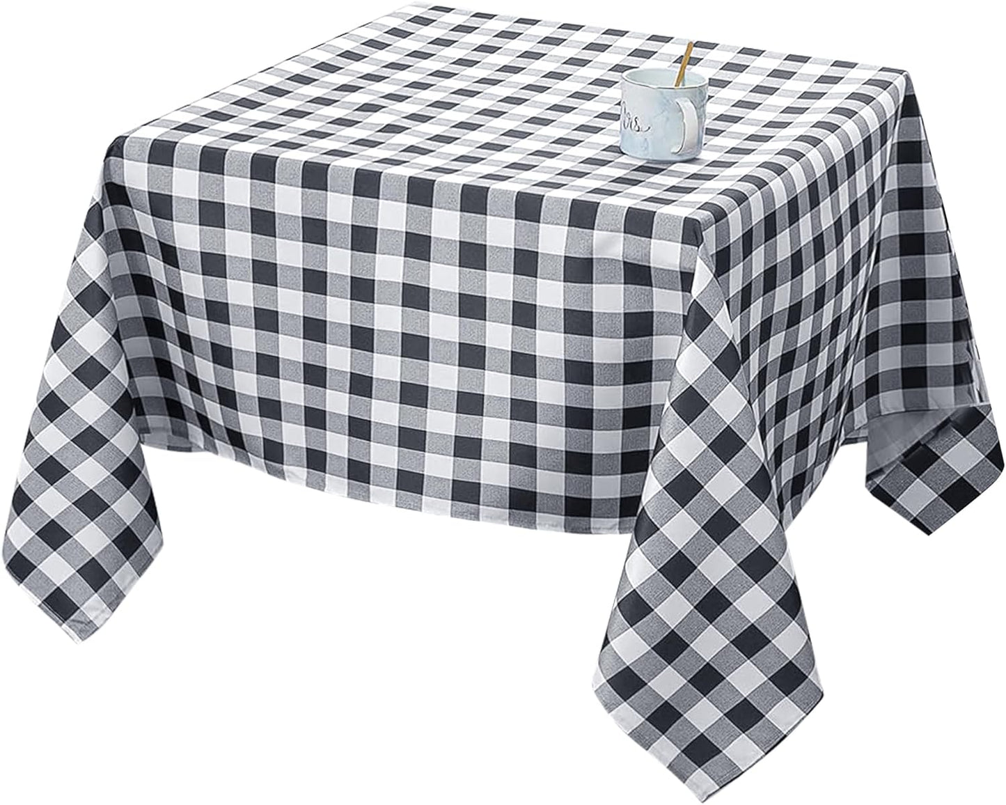 Fabric Square Tablecloths 54X54 Inch, Black/Grey Scottish Plaid Table Cloth Small Card Folding Table Covers Water Resistant for Dining, Kitchen, Wedding and Parties, Etc Machine Washable