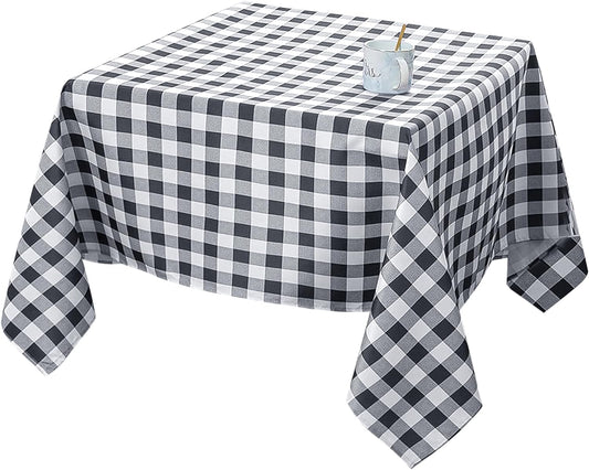 Fabric Square Tablecloths 54X54 Inch, Black/Grey Scottish Plaid Table Cloth Small Card Folding Table Covers Water Resistant for Dining, Kitchen, Wedding and Parties, Etc Machine Washable