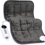 Heating Pad, Weighted Vibrating Massage Heating Pad with Heat Therapy - 6 Massage Modes & 3 Adjustable Heat Settings for Back/Shoulder Pain Relief, 12” X 24”, Black
