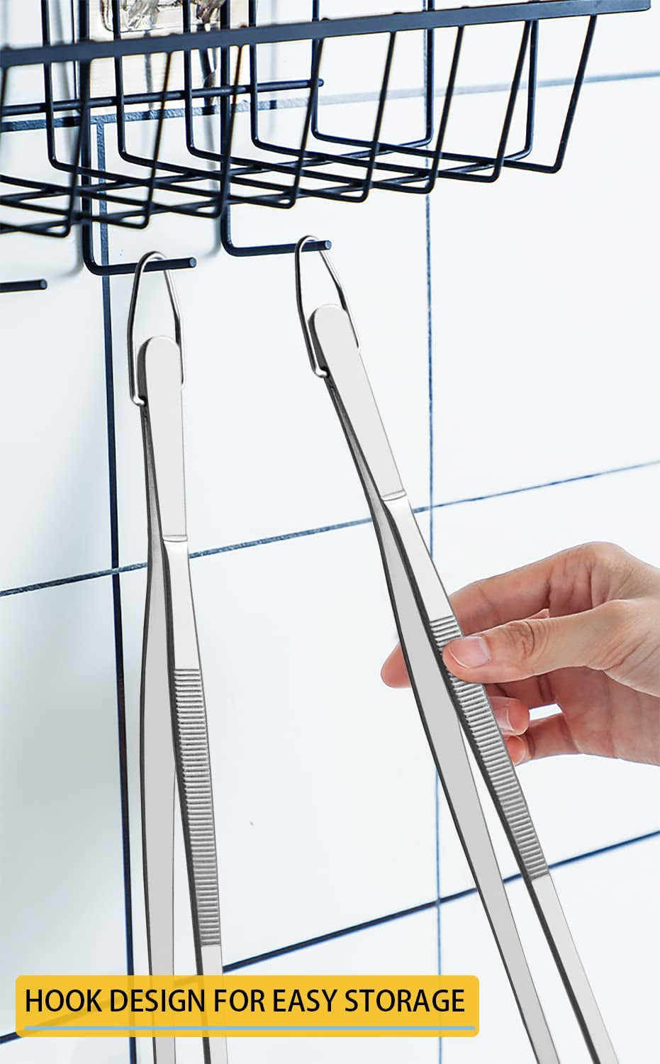 2 Pcs 12-Inch Kitchen Tweezers Fine Tweezer Tongs, Extra-Long Stainless Steel Cooking Tweezers (Silver)