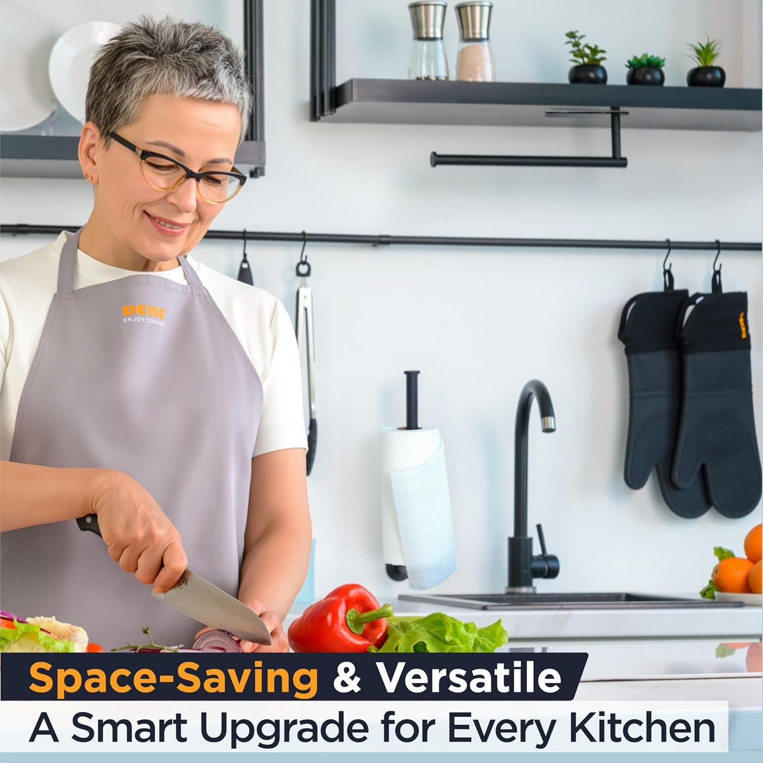 Pro Paper Towel Holder – under Cabinet, Wall Mount, or Countertop – Rust-Resistant Stainless Steel, One-Handed Tear Design, Space-Saving Paper Towel Dispenser, Towel Holder for Kitchen