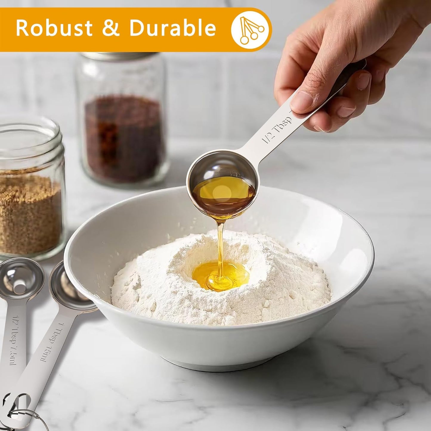 Stainless Steel Measuring Spoons Set,Coffee Scoop Spoon,Kitchen Gadgets for Cooking & Baking,Set of (6)