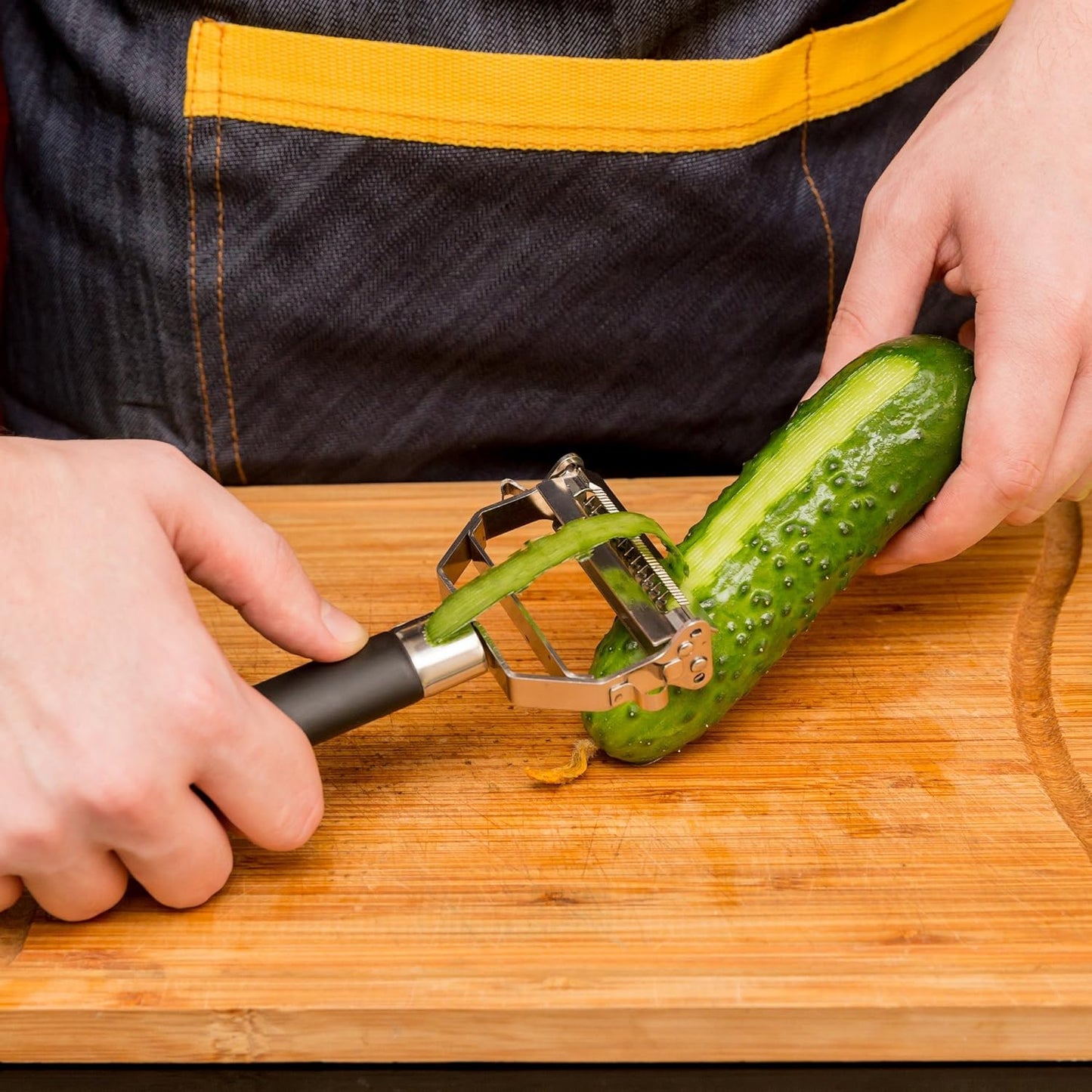 PRO Dual Julienne Peeler & Vegetable Peeler - Non-Slip Handle - Apple Peeler & Potato Peeler, Orange Peeler, Zoodles Maker - Y Peeler, Veggie Peeler for Making Delicious Veggie Noodles