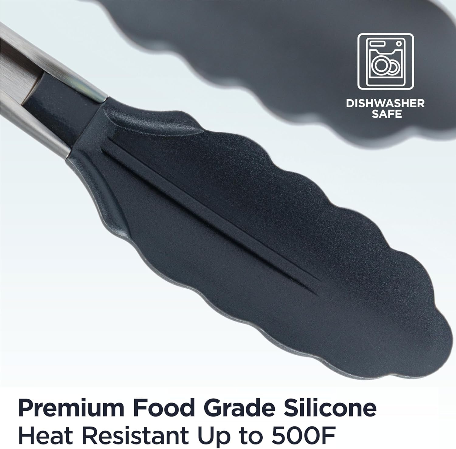 PRO Cooking Tongs with Silicone Tips - Kitchen Tongs for Cooking, BBQ, Air Fryer - Heat Resistant Silicone Tipped Tongs, Silicone Tongs for Nonstick Cookware - Pull Lock, Set of 2, 9'' and 12''