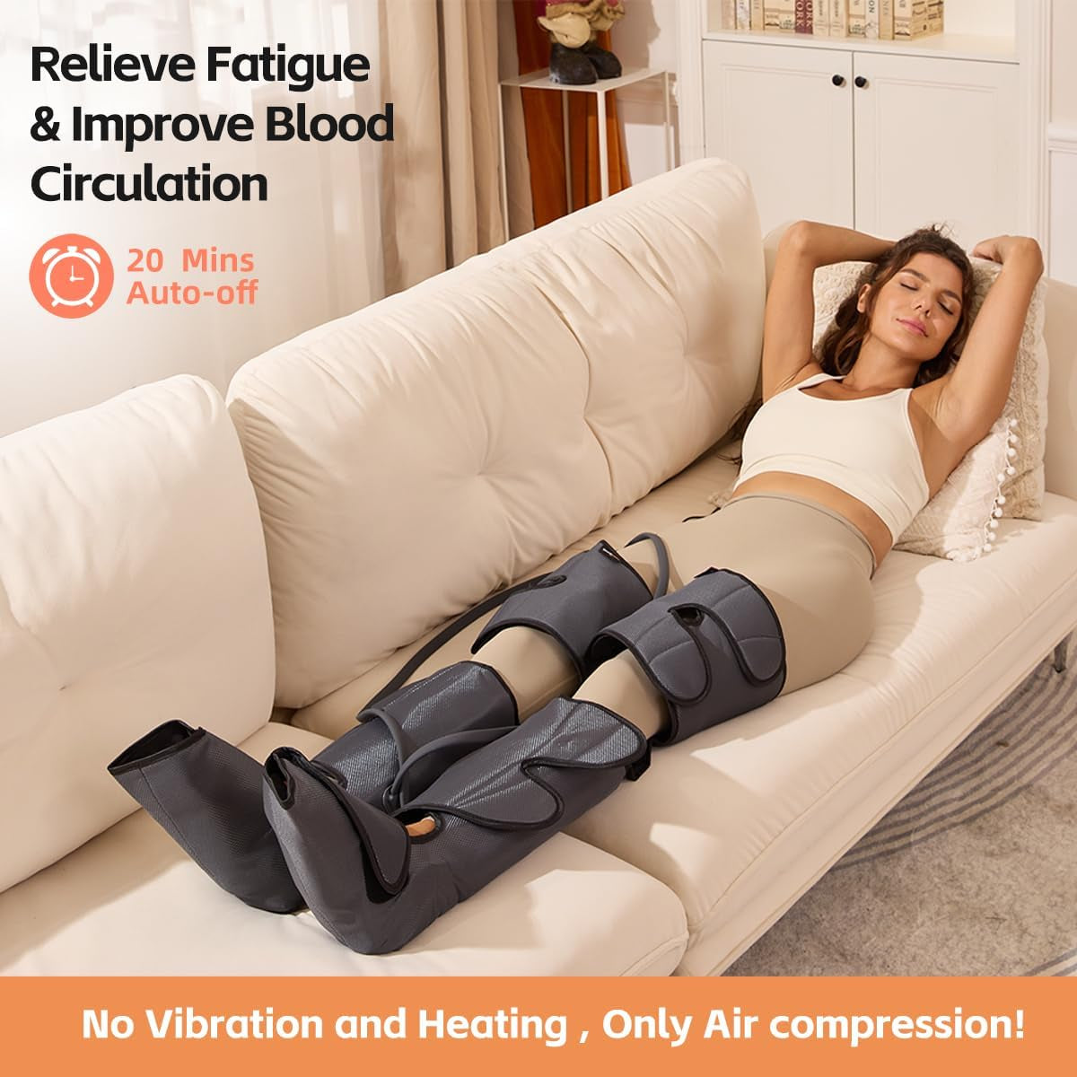 Leg Compression Massager, Air Compression Massager for Circulation and Pain Relief, 3 Modes 3 Intensities 2 Extenders and Adjustable Wraps, Gift for Family or Friend