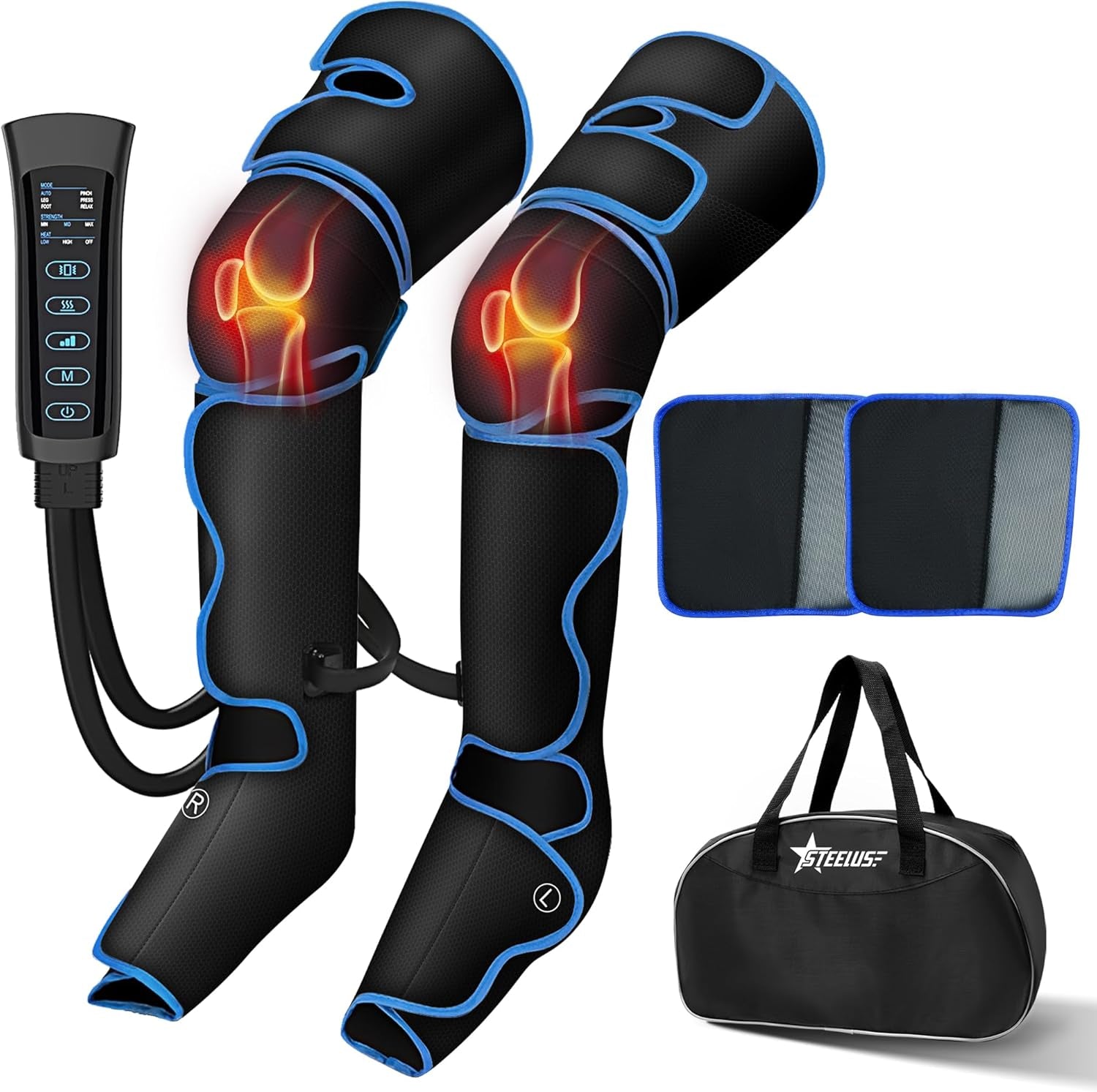 Leg Massager, Air Compression Massager with Heat, 6 Massage Modes & 3 Massage Intensities, for Foot, Calf, Knee＆Thigh and Muscles Relaxation