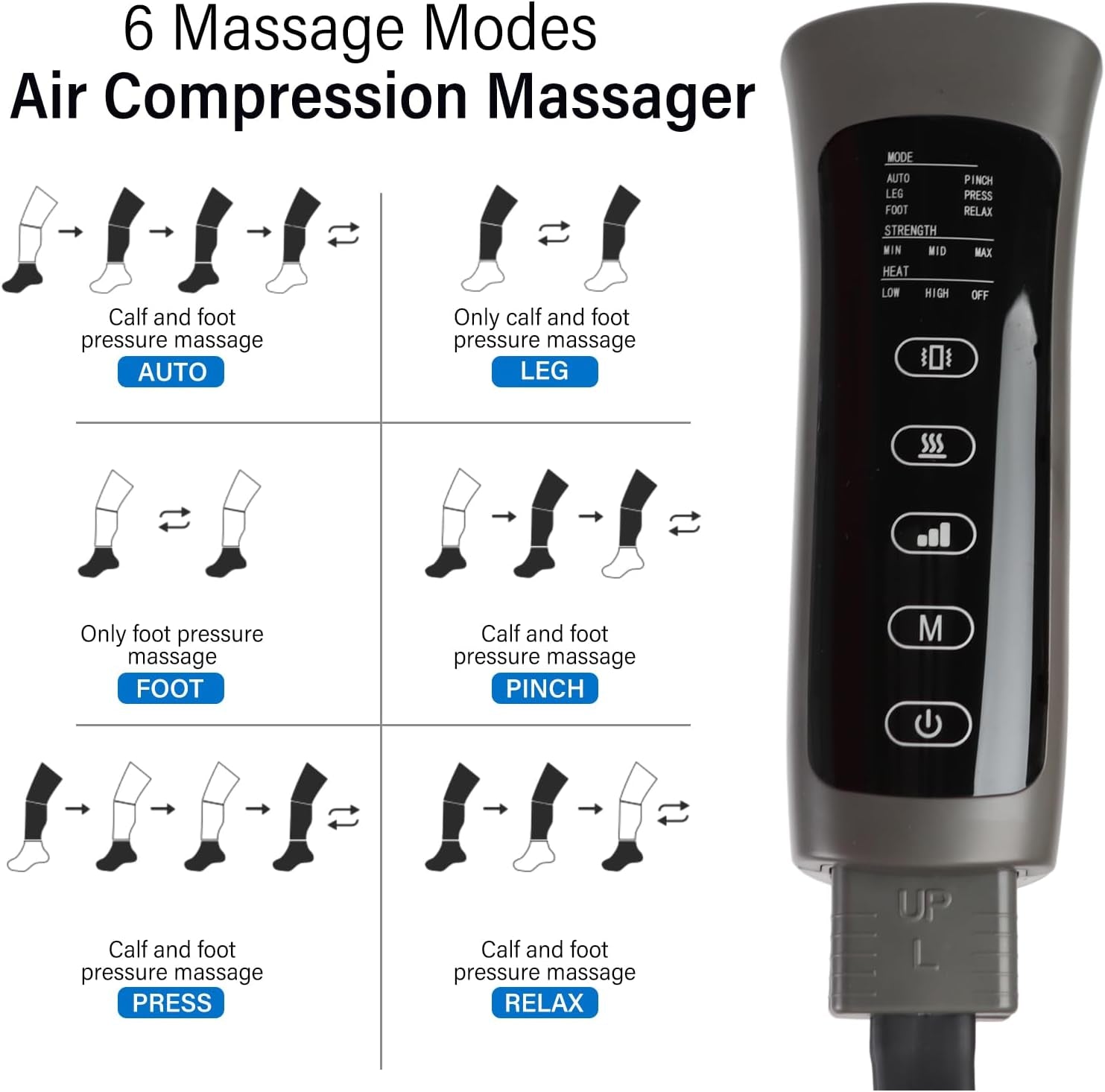 Leg Massager for Circulation and Pain Relief Thigh Compression Massager with 6 Modes 3 Vibration Knee Massage with Heat Leg Circulation Machine for Thigh Calf and Feet Relaxation for Athletes/Seniors