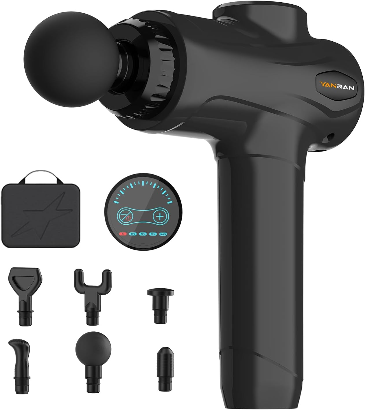 Deep Tissue Massage Gun Portable, Percussion Massage Gun with 7 Levels & 6 Massage Heads, Electric Massager for Muscles Pain Relief, Gifts for Men Women Athletes for Sports and Relaxation