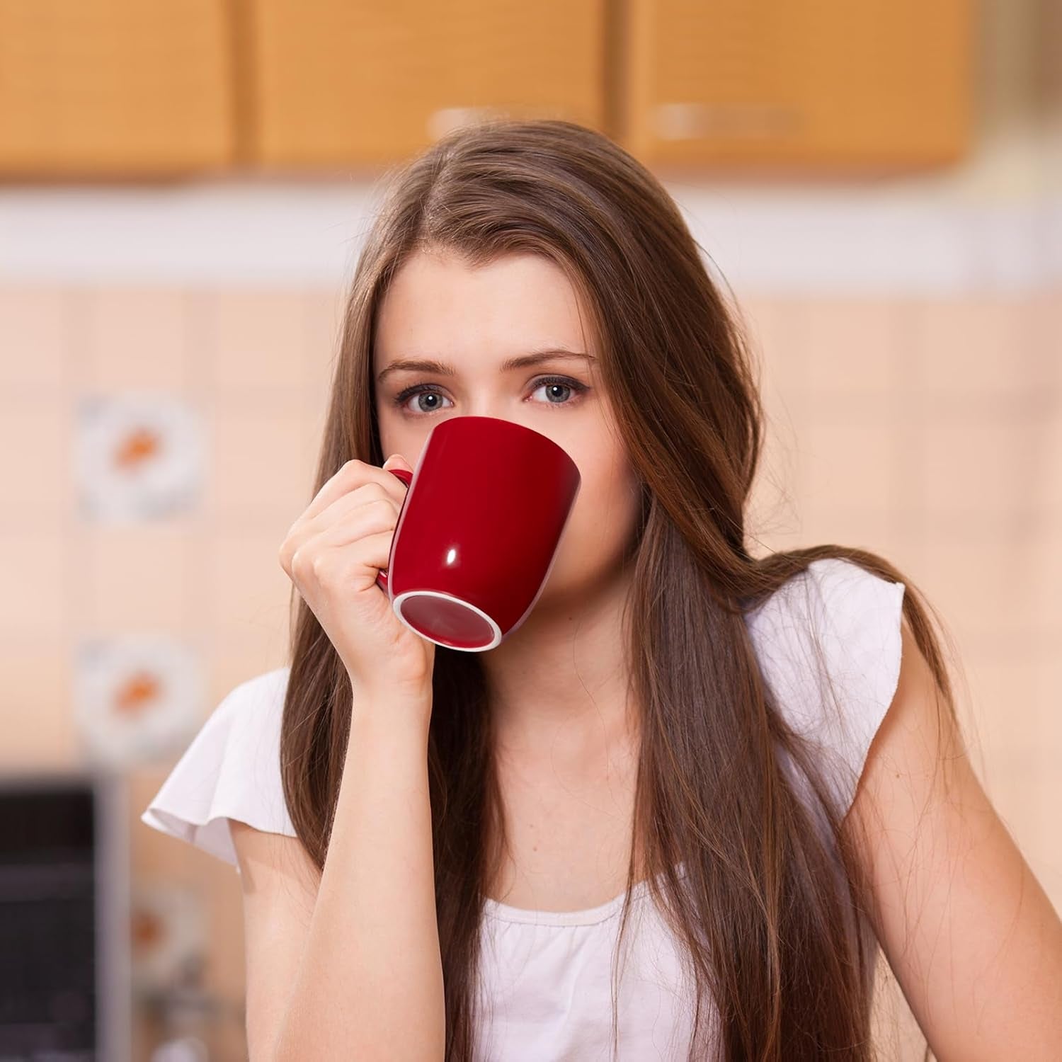 16 Oz Large Coffee Mug with Handle Tea Cup Novelty Coffee Cup for Men Women Office Work, Red