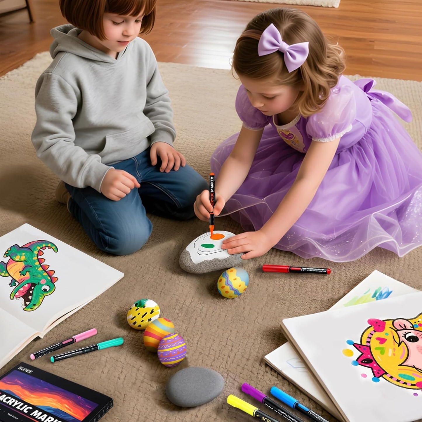 Acrylic Paint Markers Brush Tip, 18 Colors Acrylic Markers with Automatic Ink Control System, Waterproof Acrylic Paint Pens for Painting,Wood, Canvas, Glass, Stone, Fabric and Art Supplies