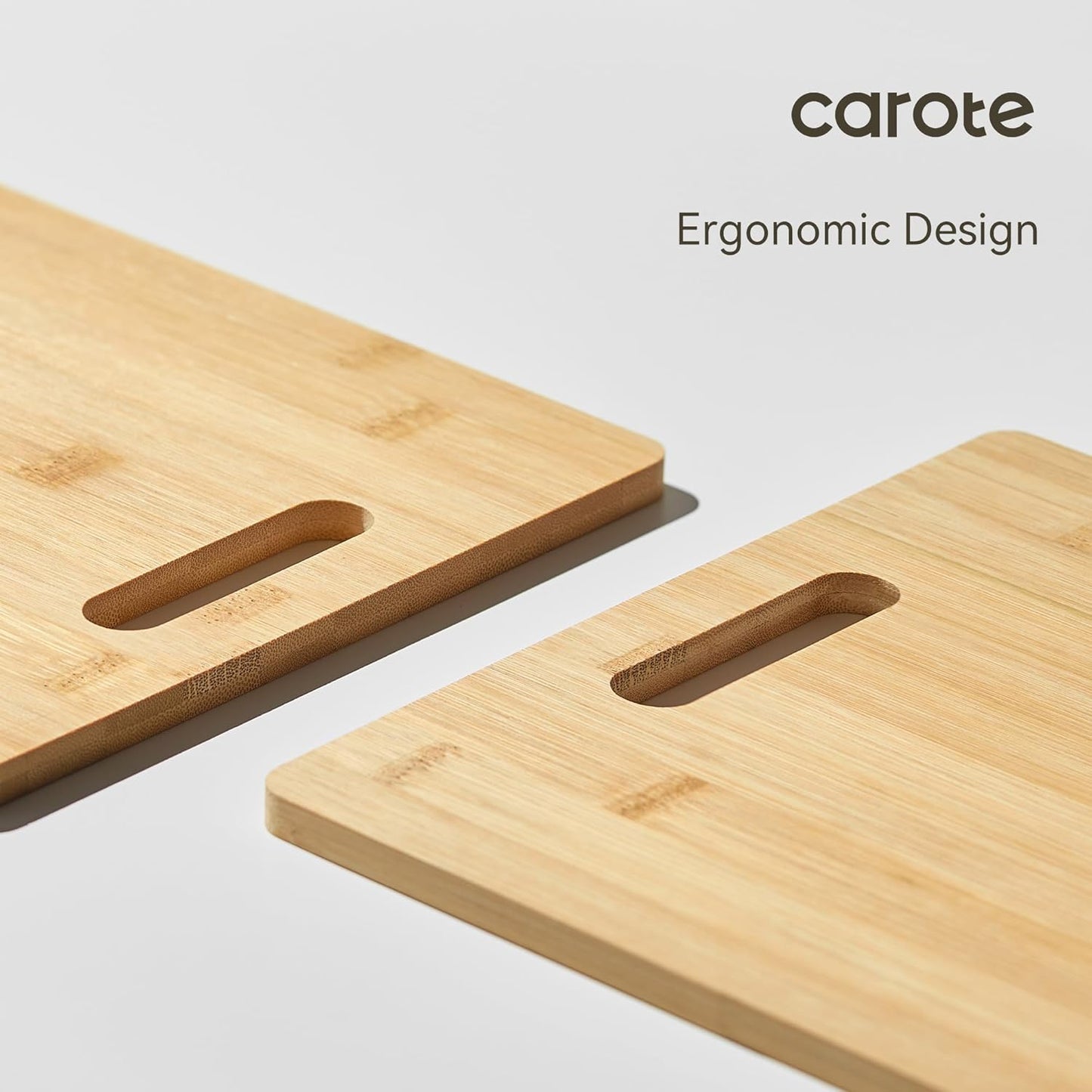 3Pcs Bamboo Cutting Boards Set, Thick Wood Cutting Board for Kitchen Wooden, Knife Friendly, Ideal for Chopping Meat Vegetables and Fruit Serving Tray with Handles